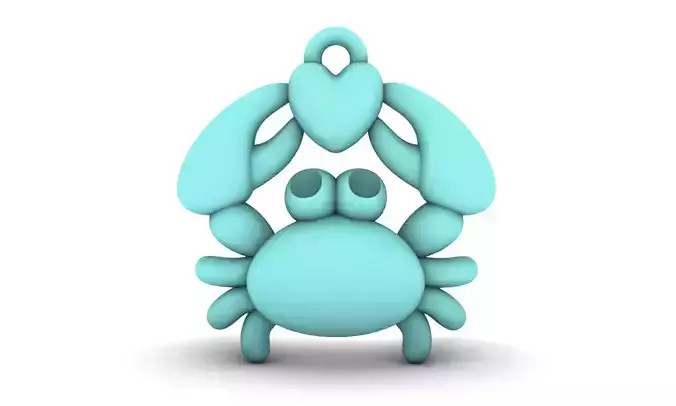 Sealives - Crab Charm with Heart - Pendant for Bracelet  3D print model