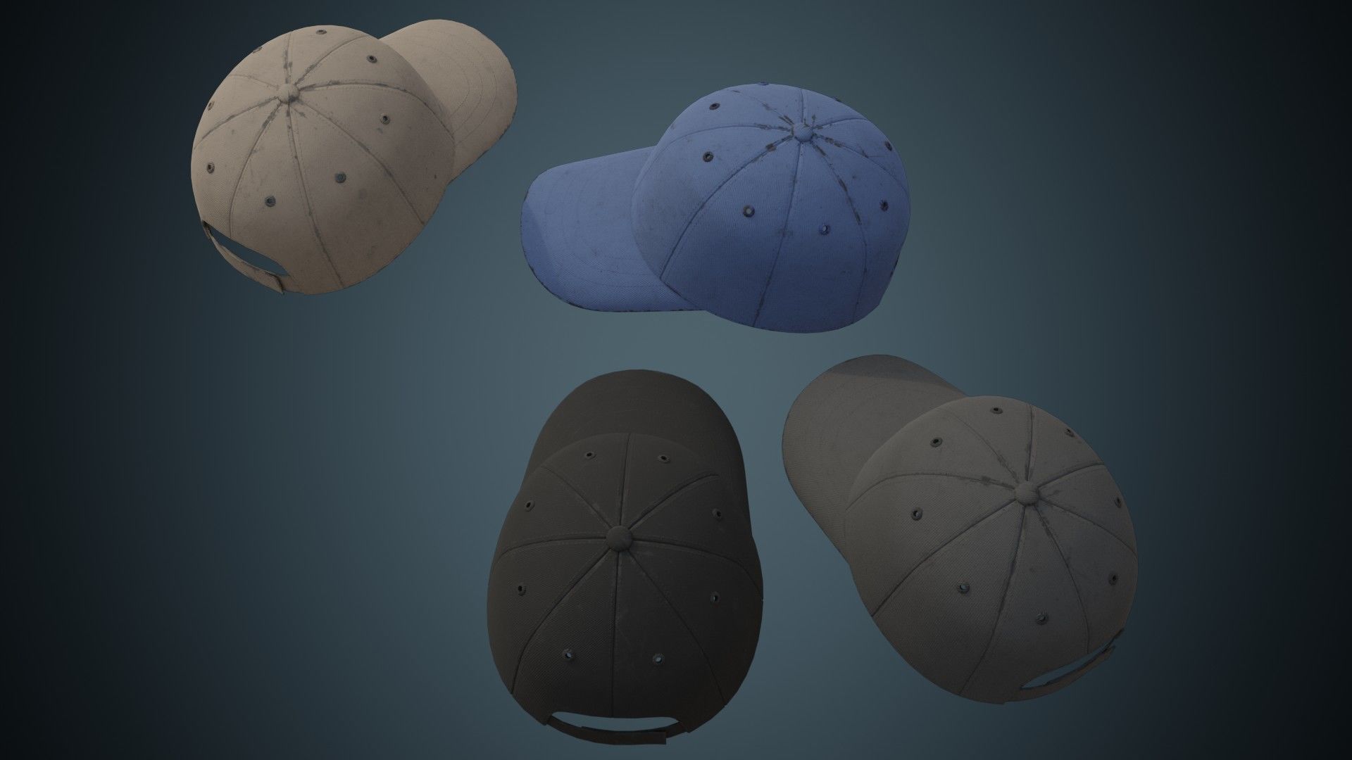Baseball Cap 1B Low-poly 3D model_1