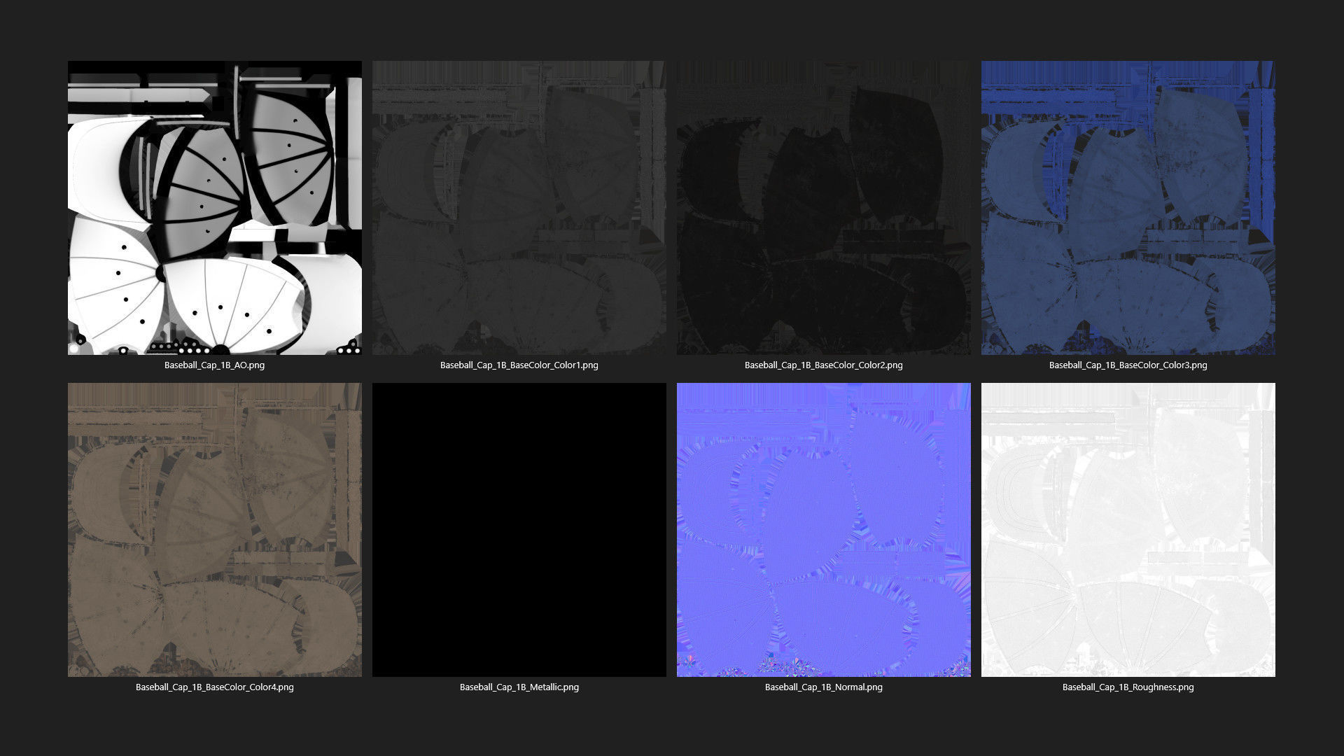 Baseball Cap 1B Low-poly 3D model_11