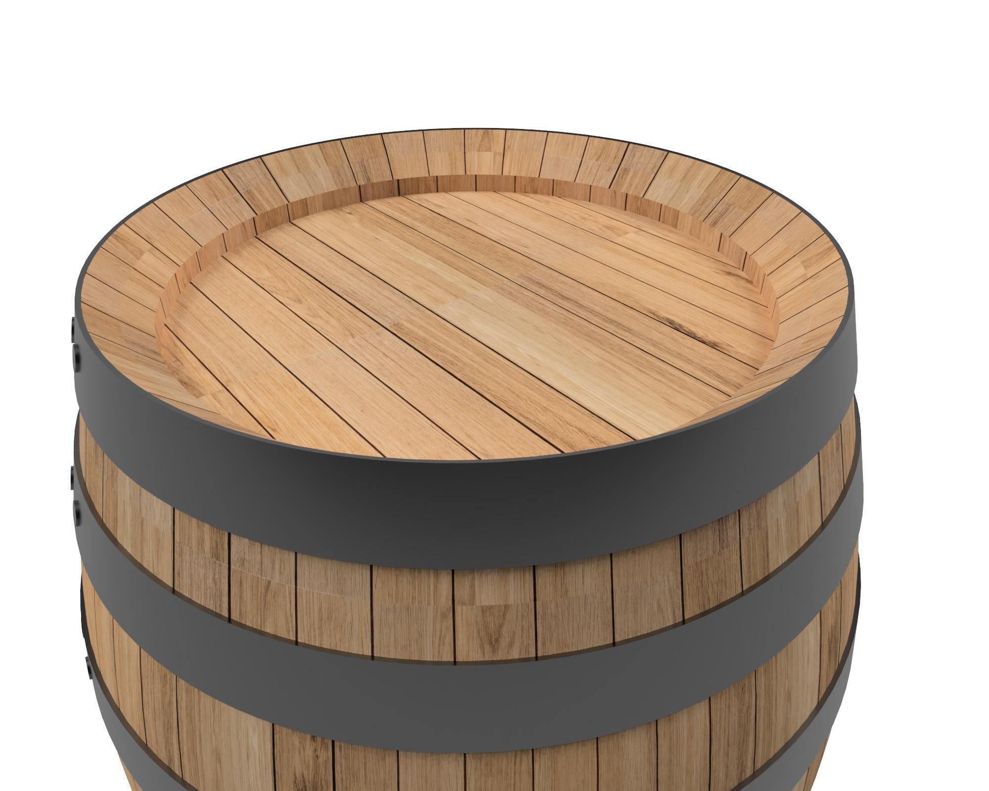 Wooden barrel Low-poly 3D model_4
