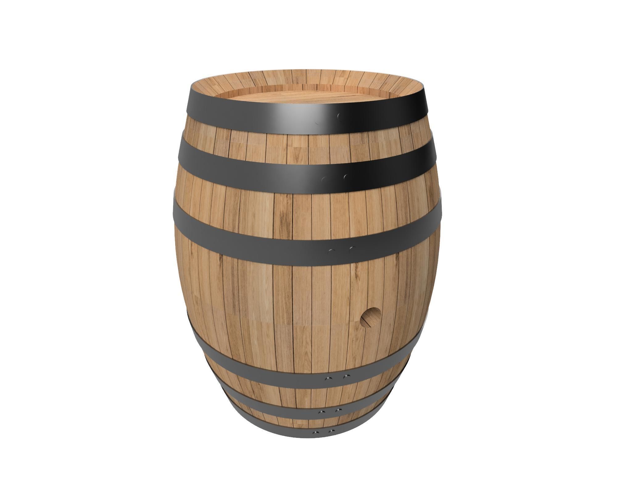 Wooden barrel Low-poly 3D model_1