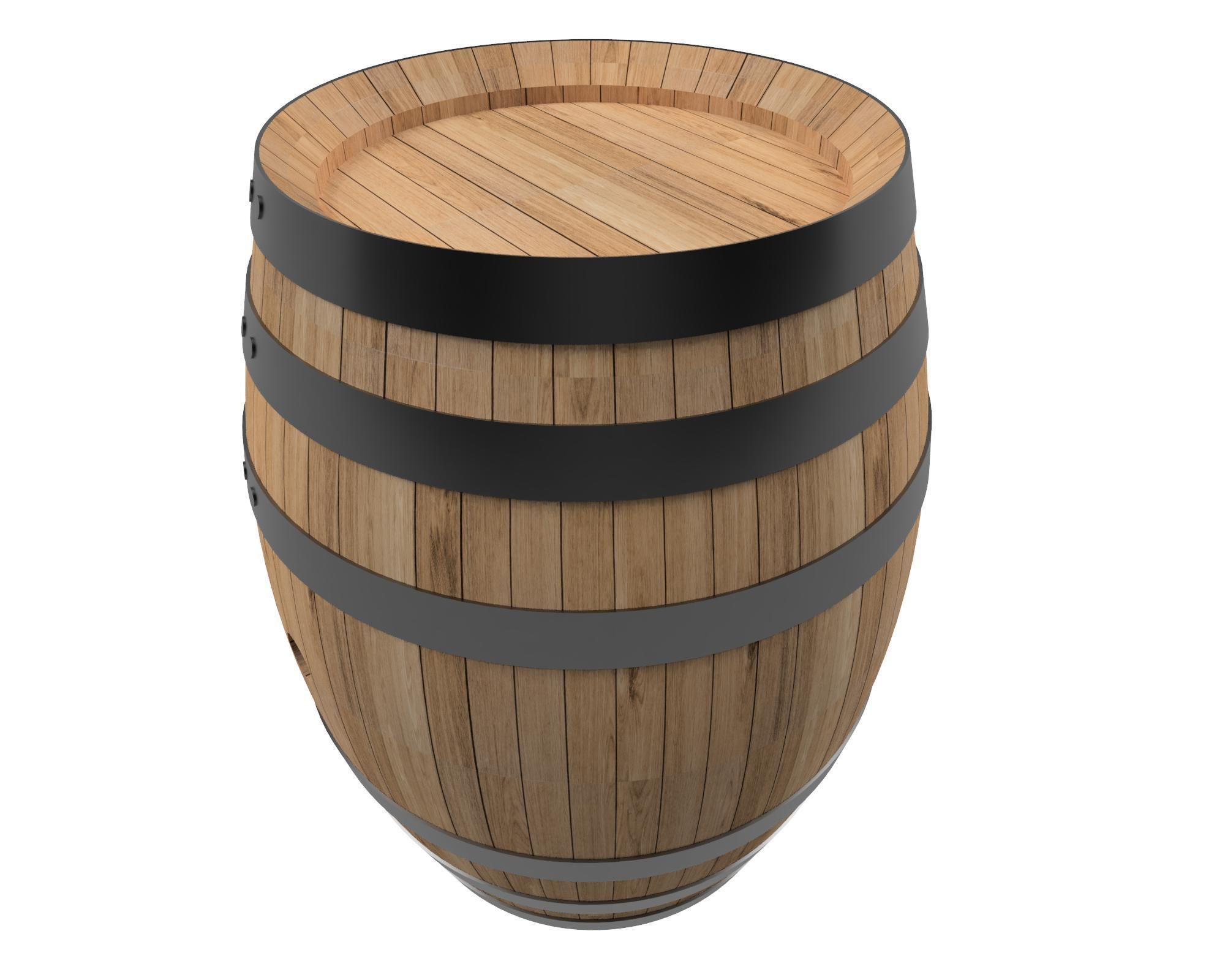 Wooden barrel Low-poly 3D model_3