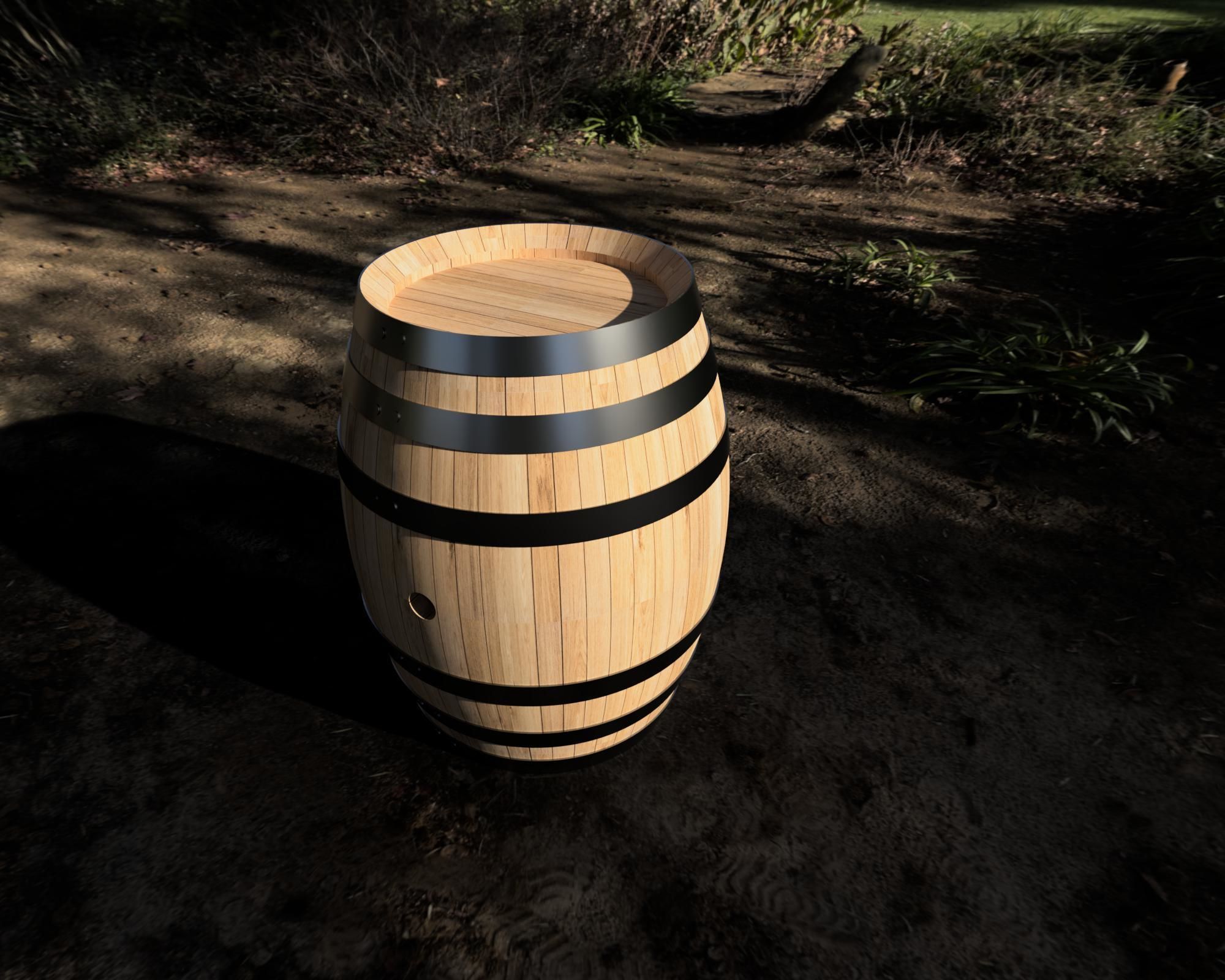 Wooden barrel Low-poly 3D model_6