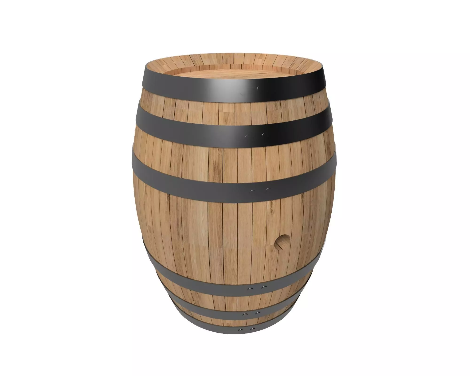 Wooden barrel Low-poly 3D model_0