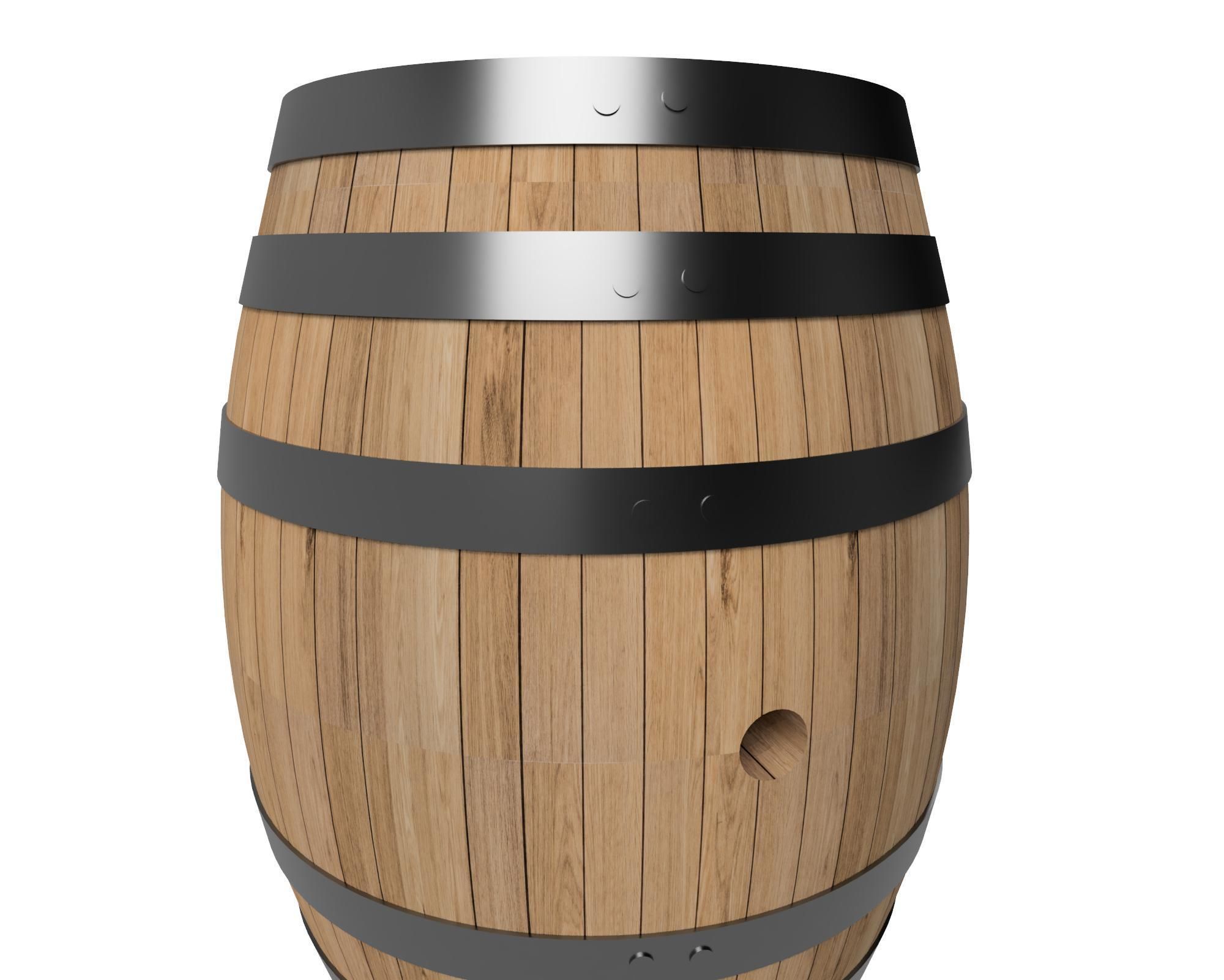 Wooden barrel Low-poly 3D model_5