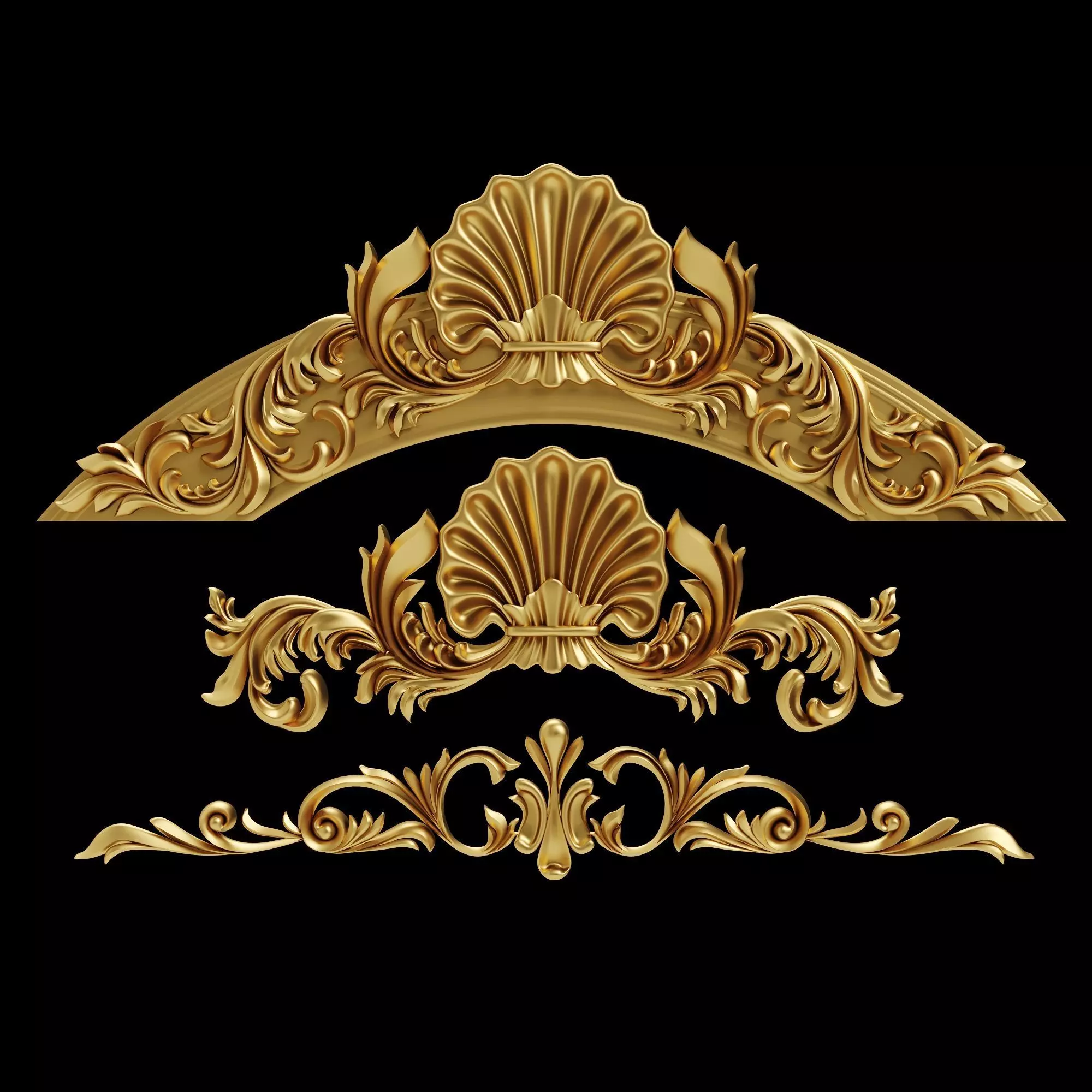 Carved Plaster Molding Decoration and Ornament pack01 3D model