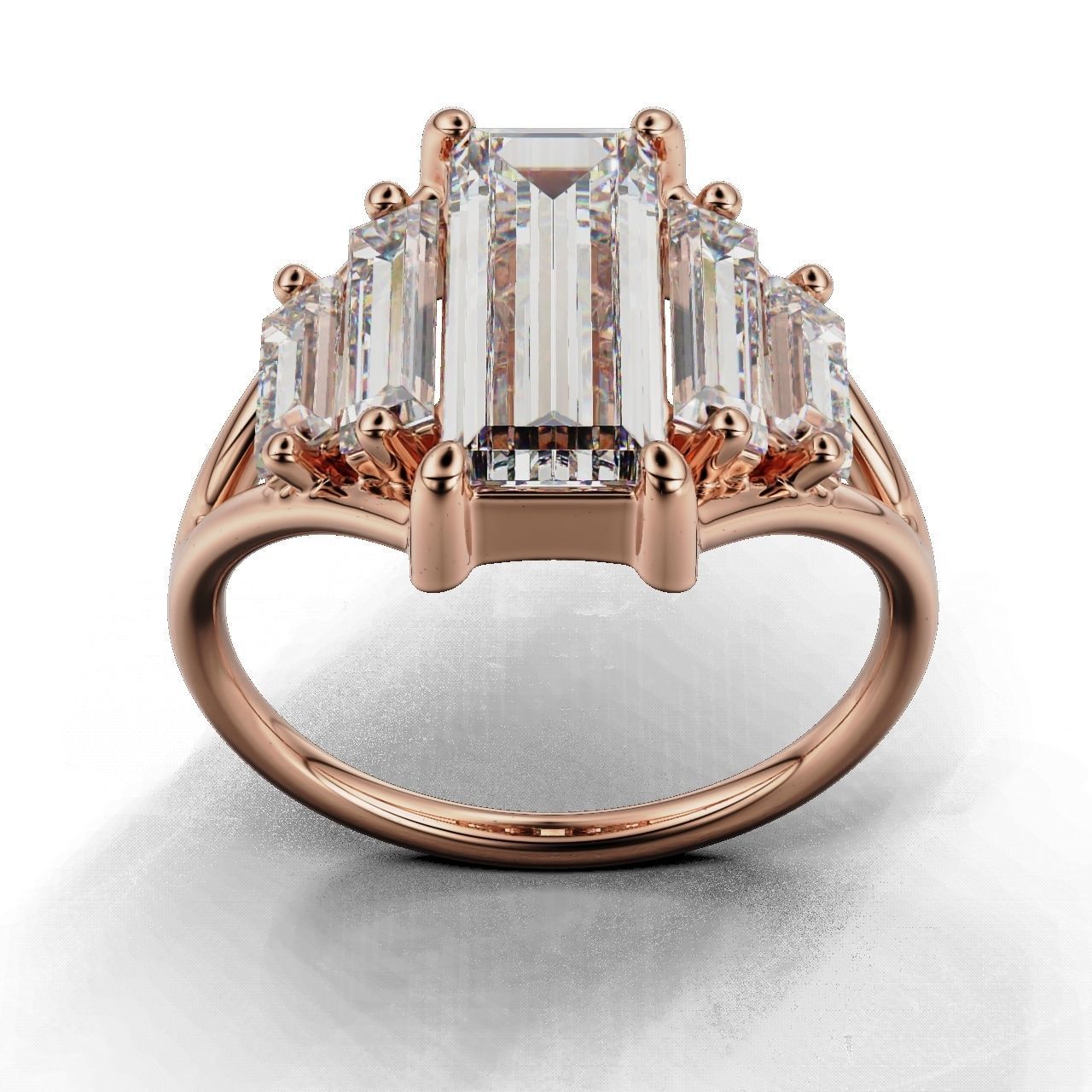 Ring  Baguette 3D print model_6