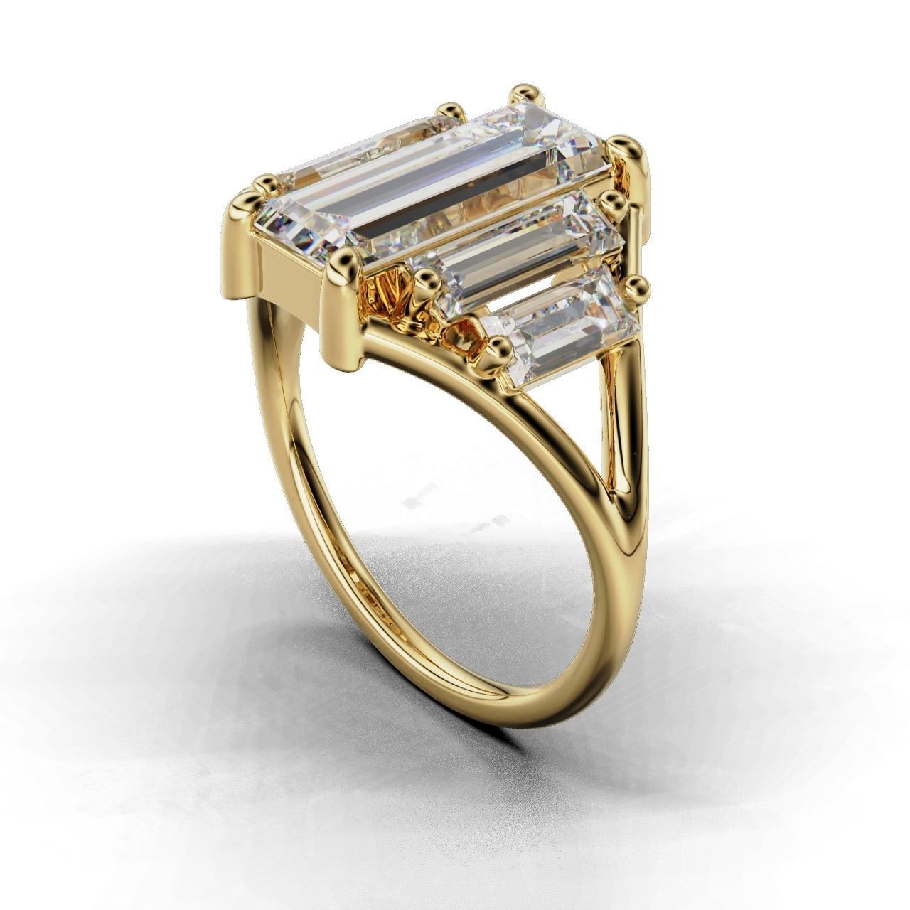 Ring  Baguette 3D print model_15