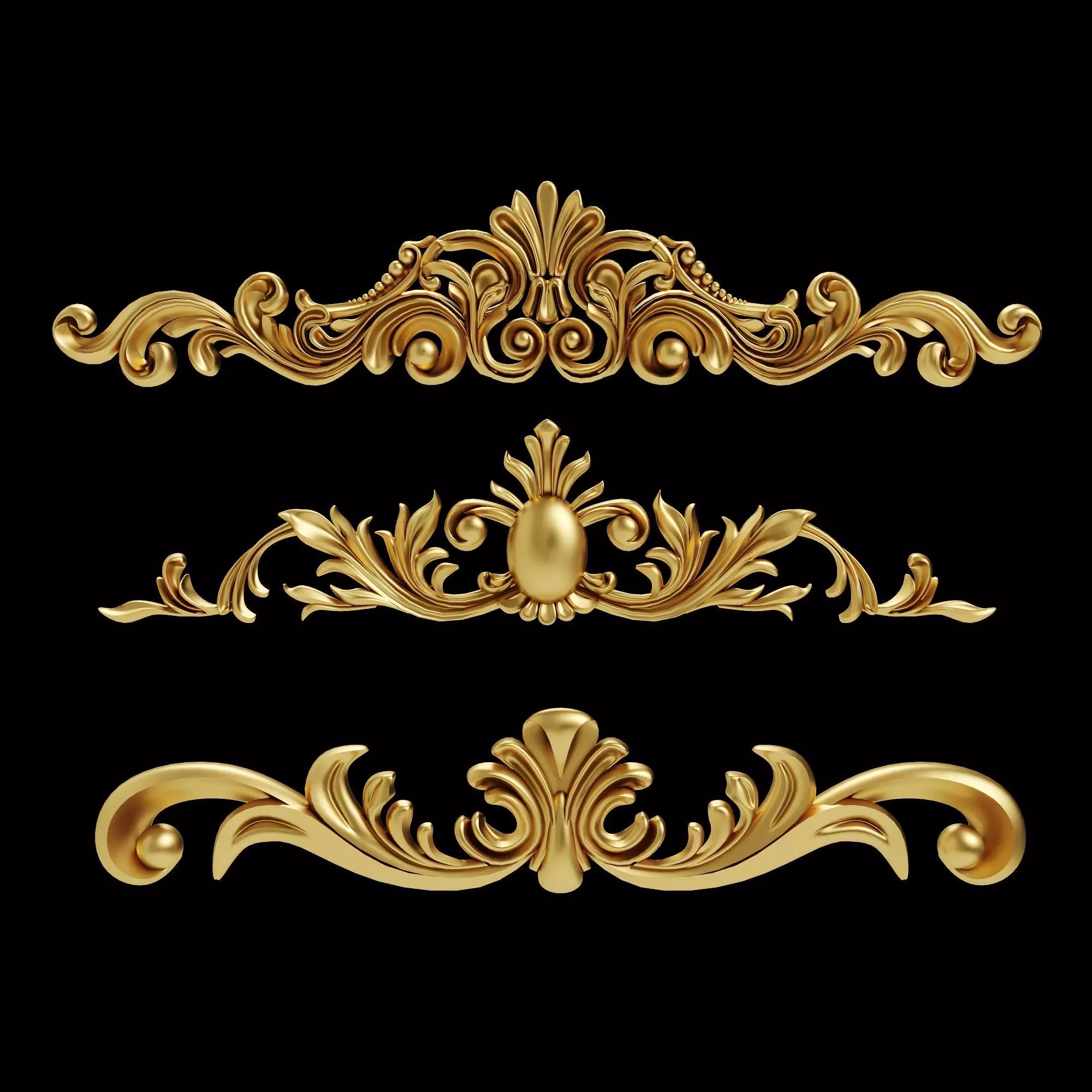 Carved Plaster Molding Decoration and Ornament pack02 3D model_0