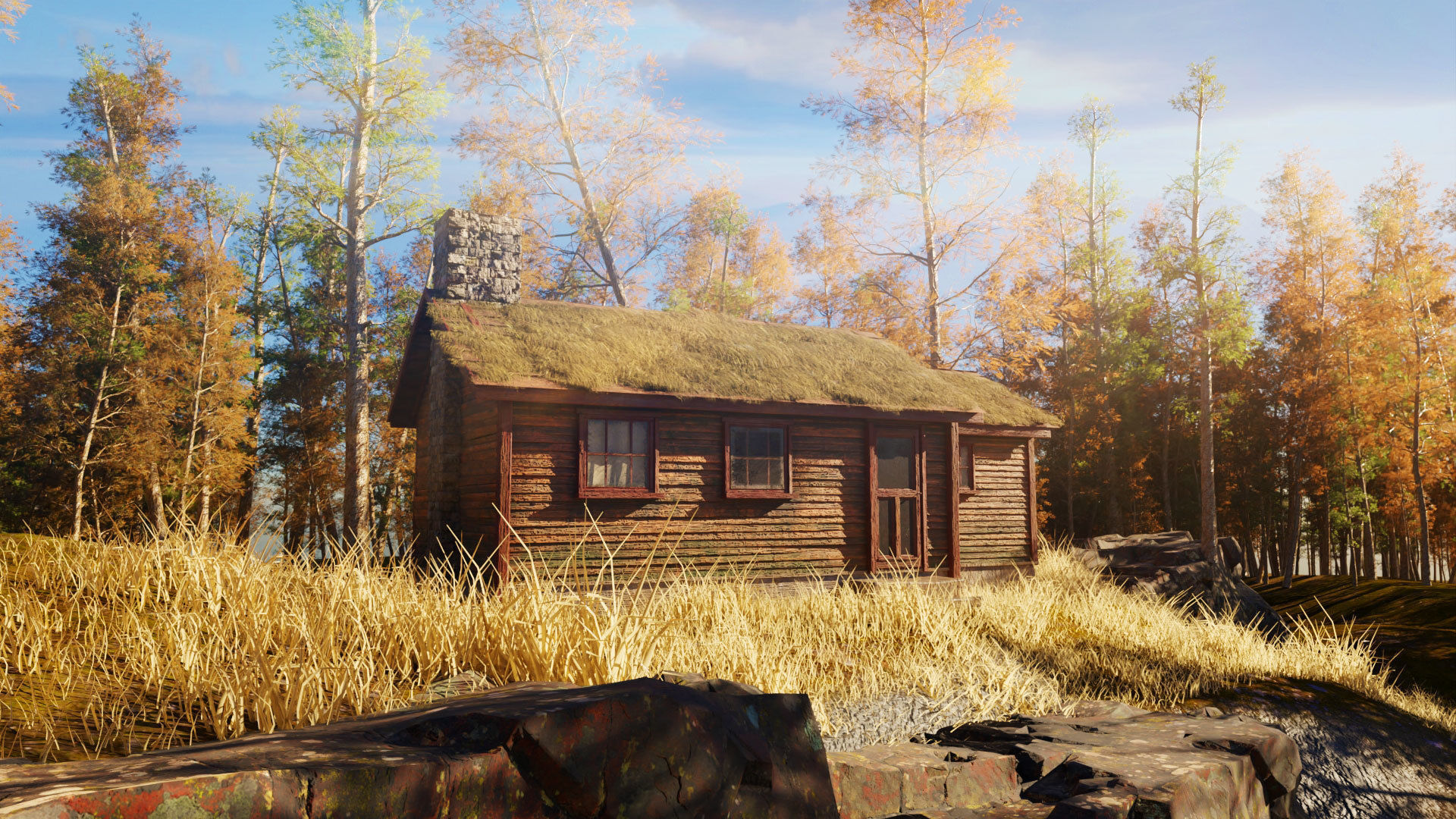 cabin a the woods blender scene Low-poly 3D model_3