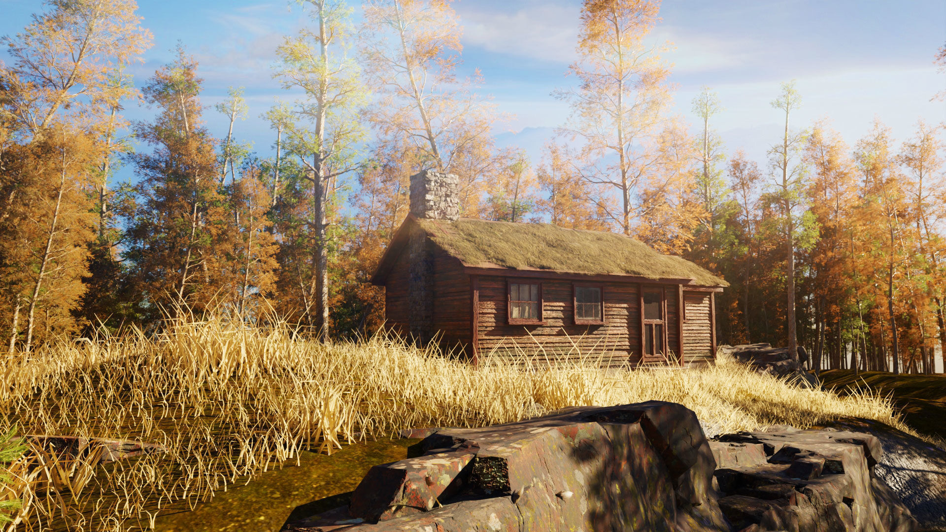 cabin a the woods blender scene Low-poly 3D model_2