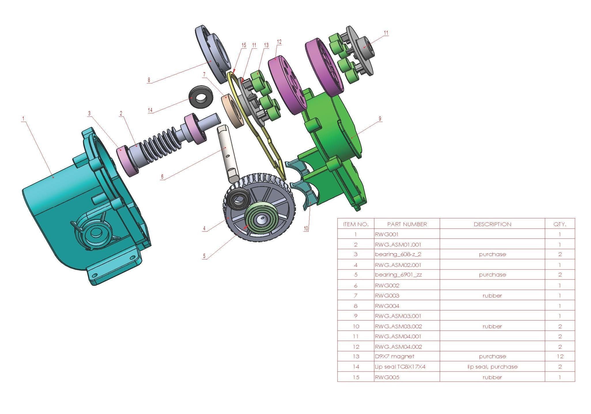 Non-contact single-stage worm gear reducer for 3d printing 3D print model_3