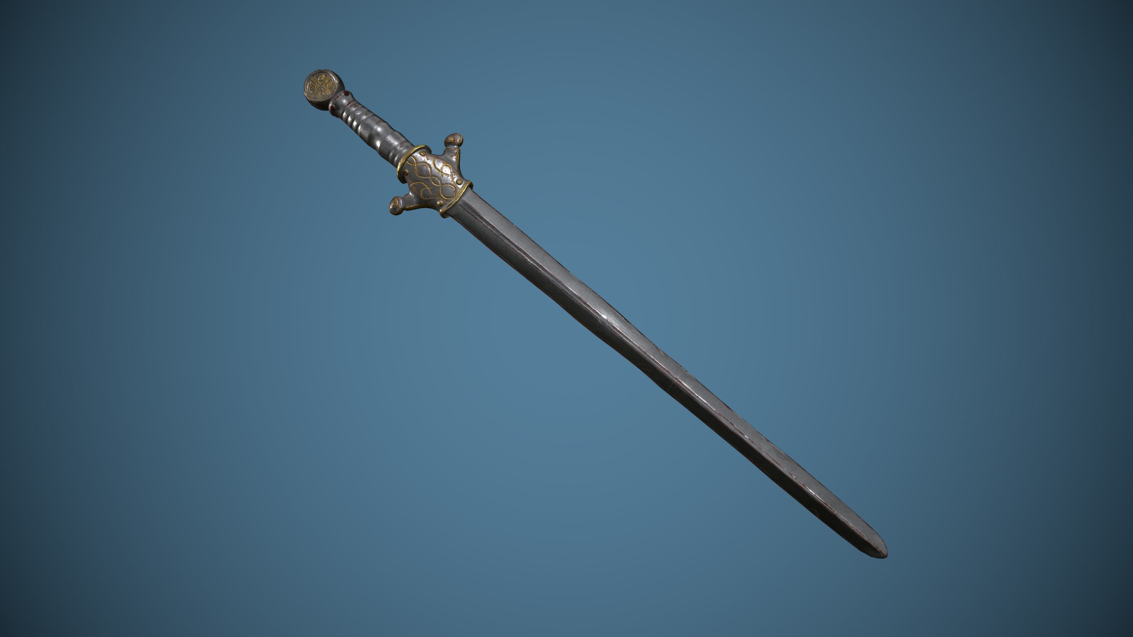 Rusty Celtic Sword  Low-poly 3D model_11