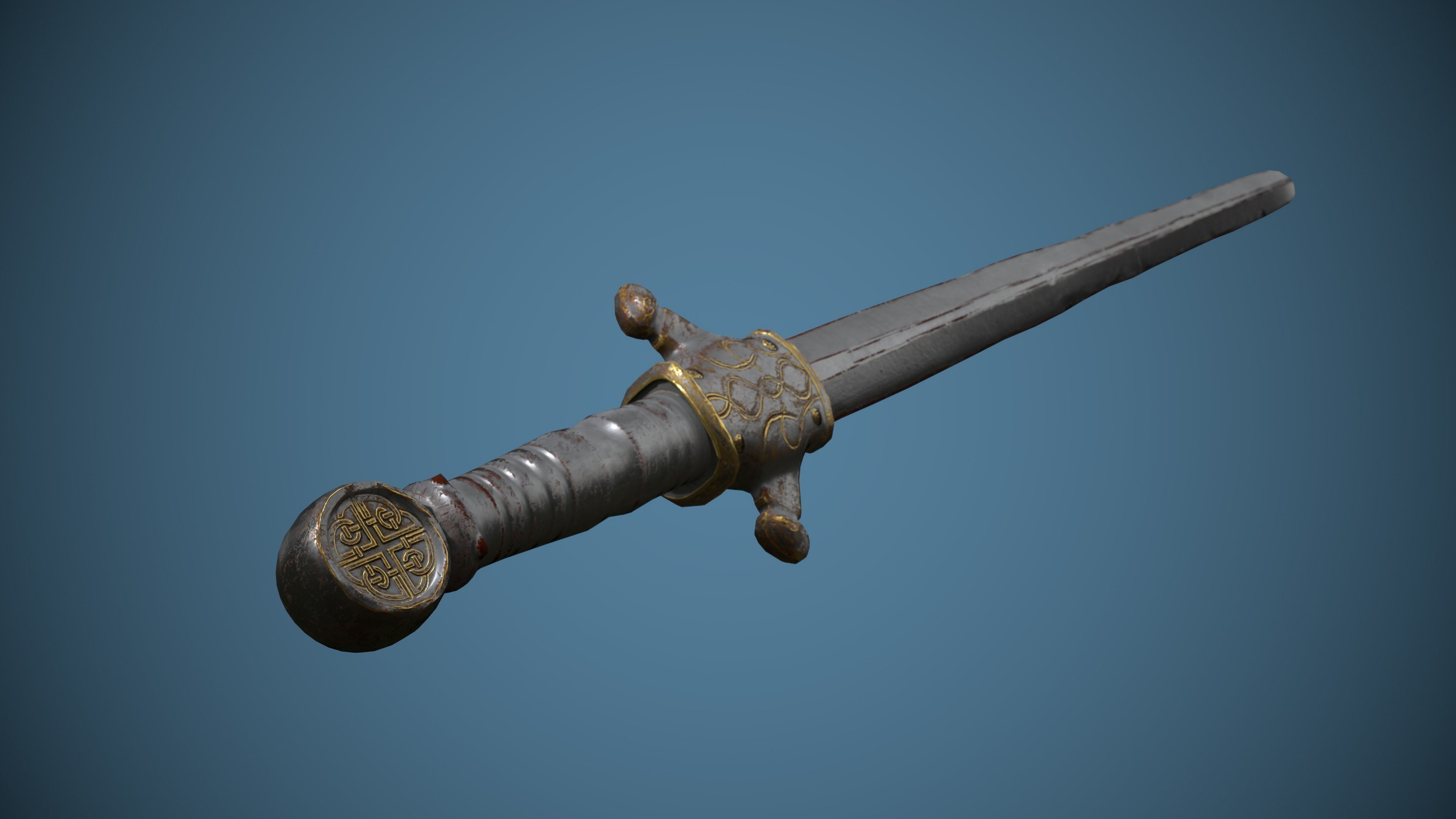 Rusty Celtic Sword  Low-poly 3D model_9