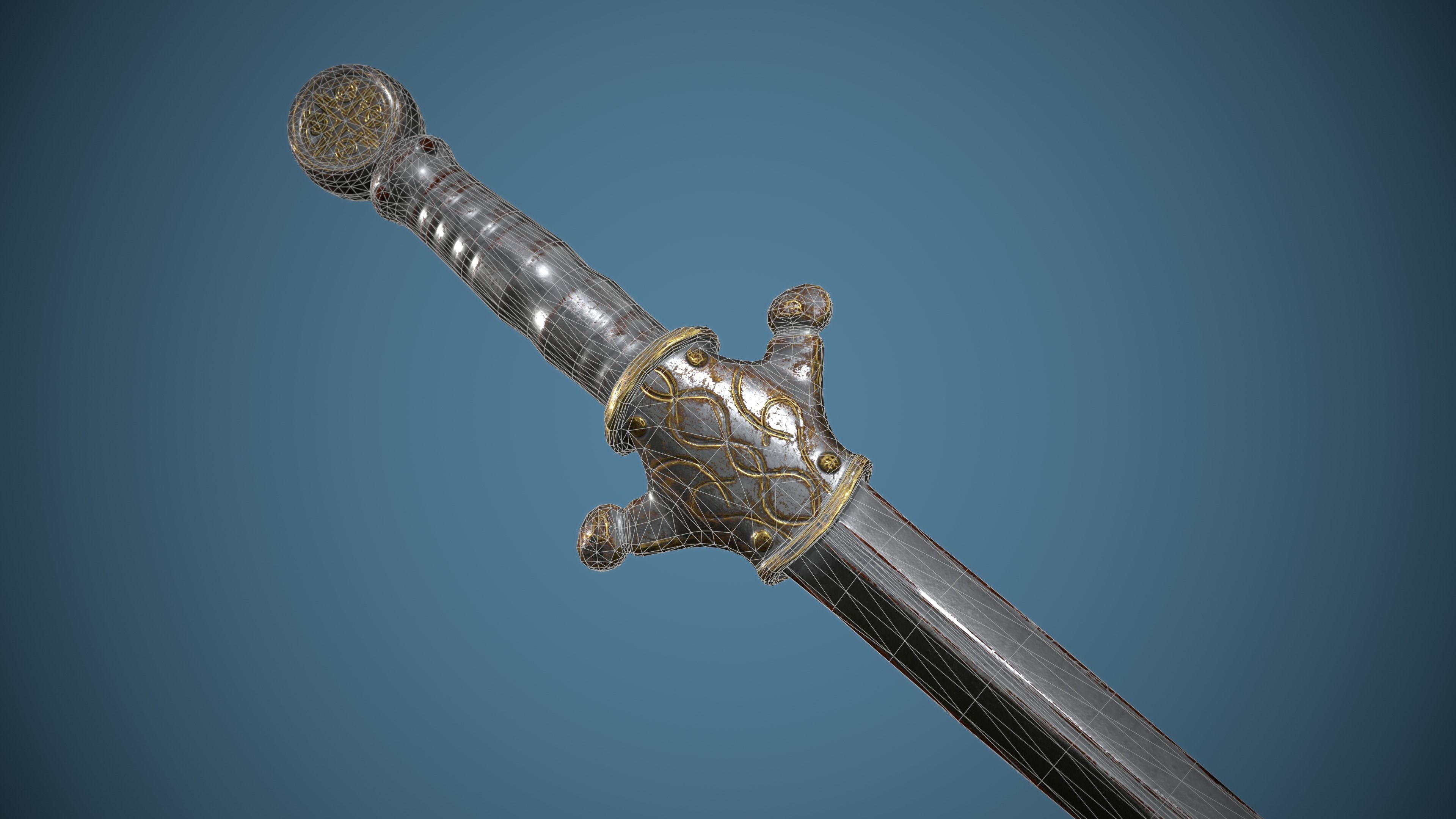Rusty Celtic Sword  Low-poly 3D model_13