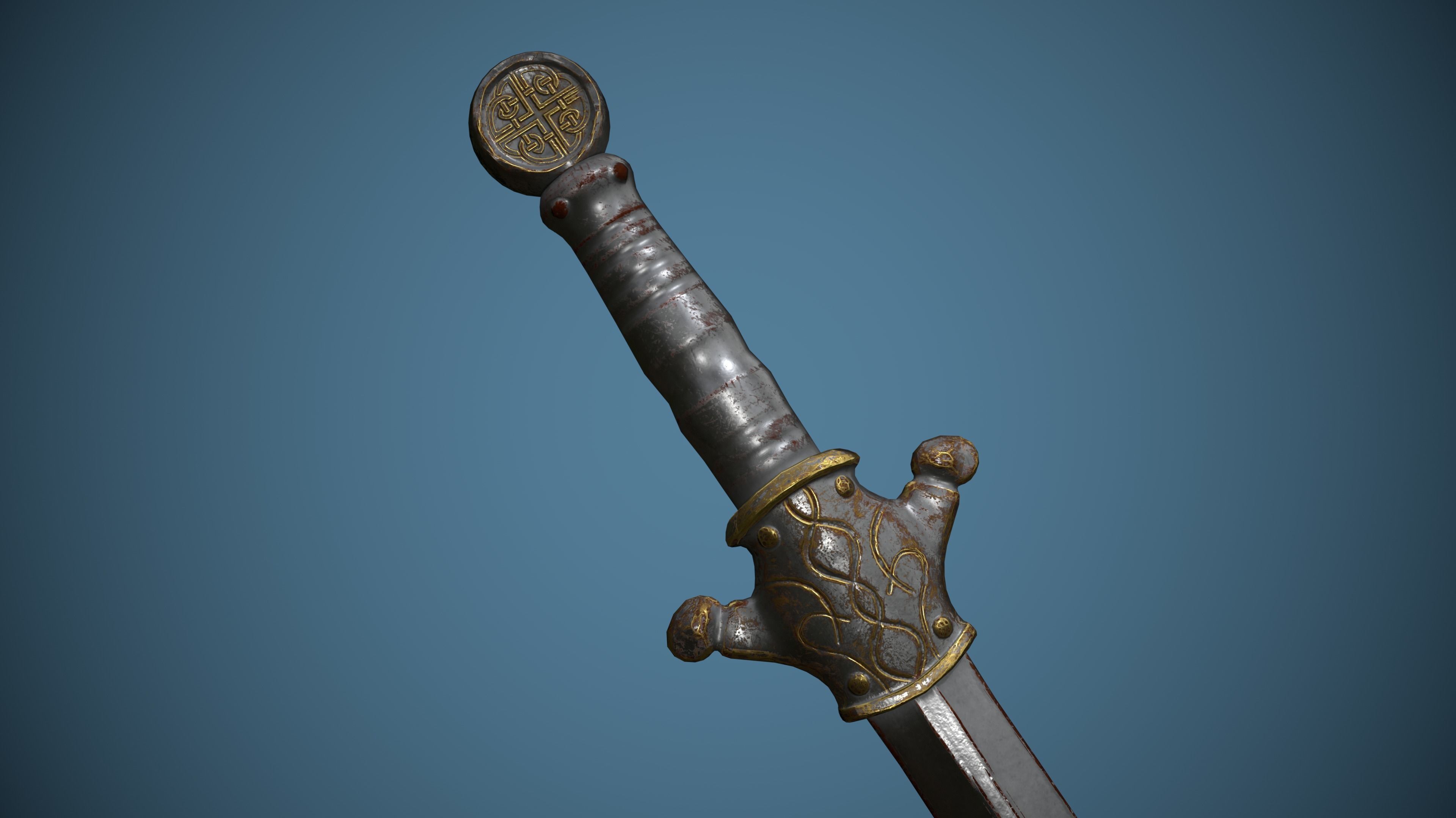 Rusty Celtic Sword  Low-poly 3D model_3