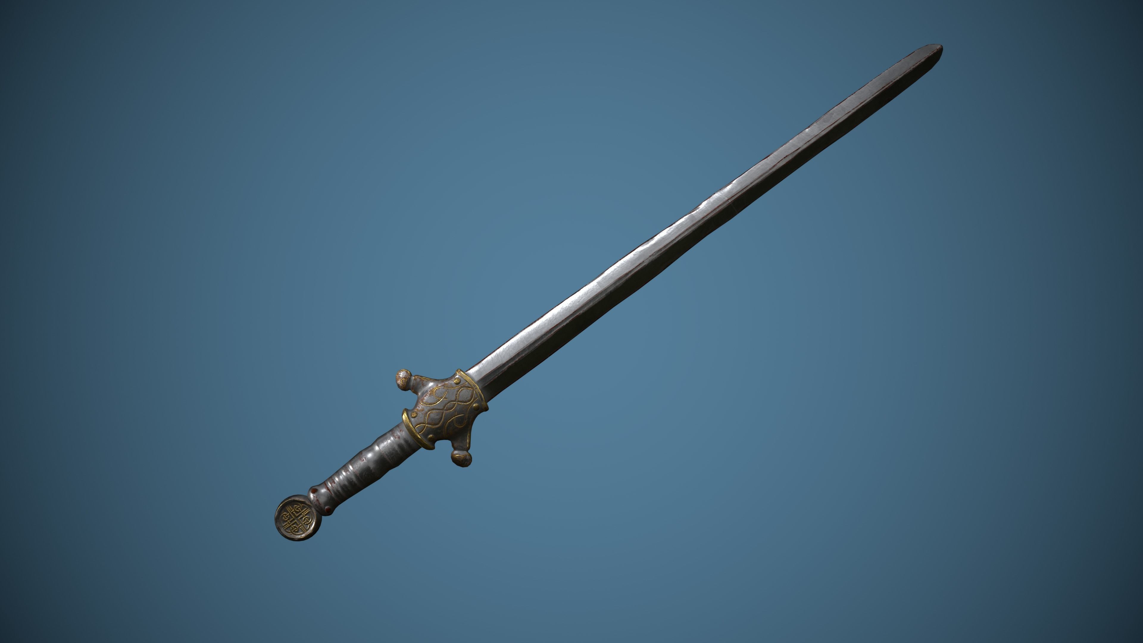 Rusty Celtic Sword  Low-poly 3D model_8