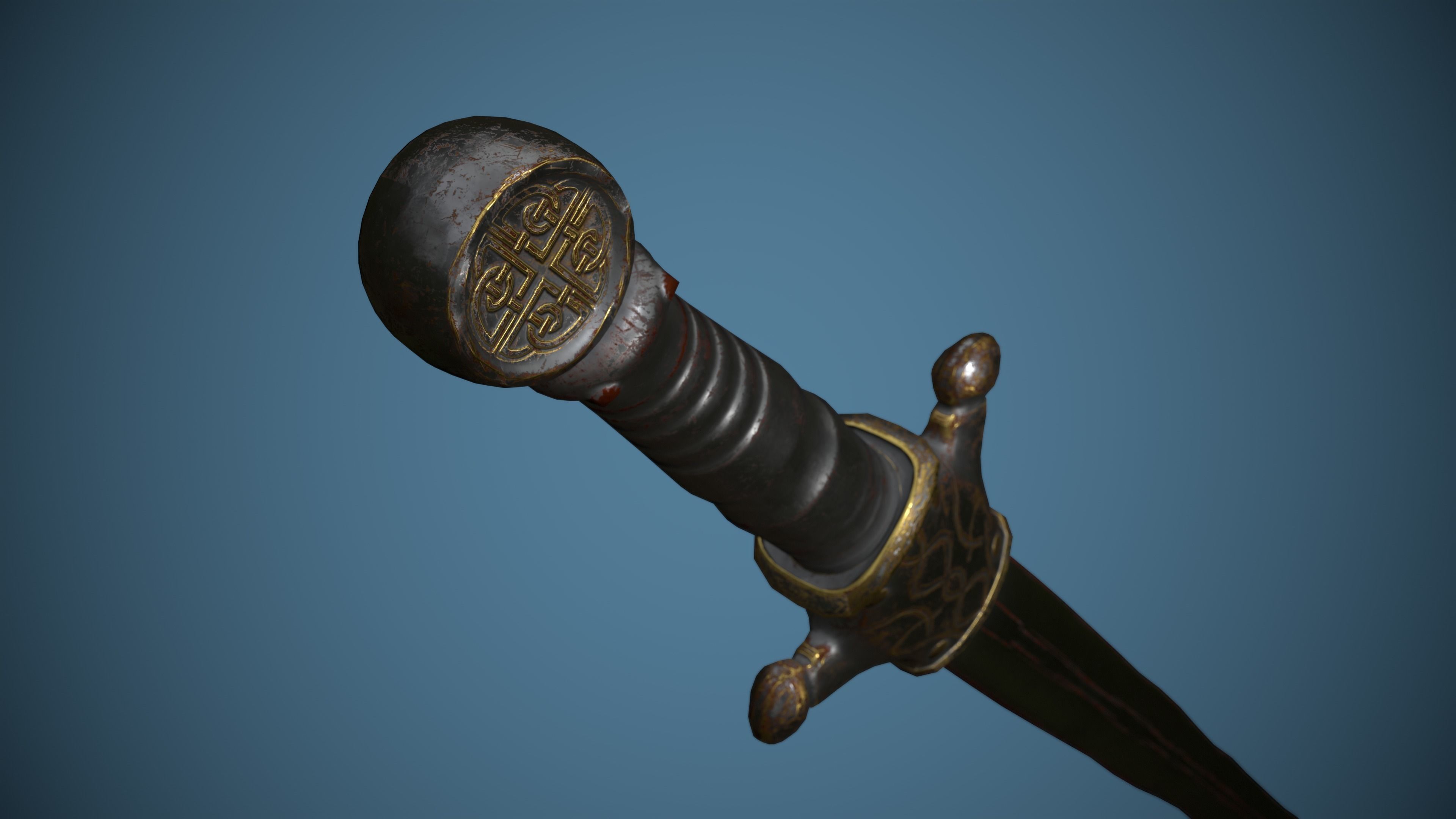 Rusty Celtic Sword  Low-poly 3D model_5