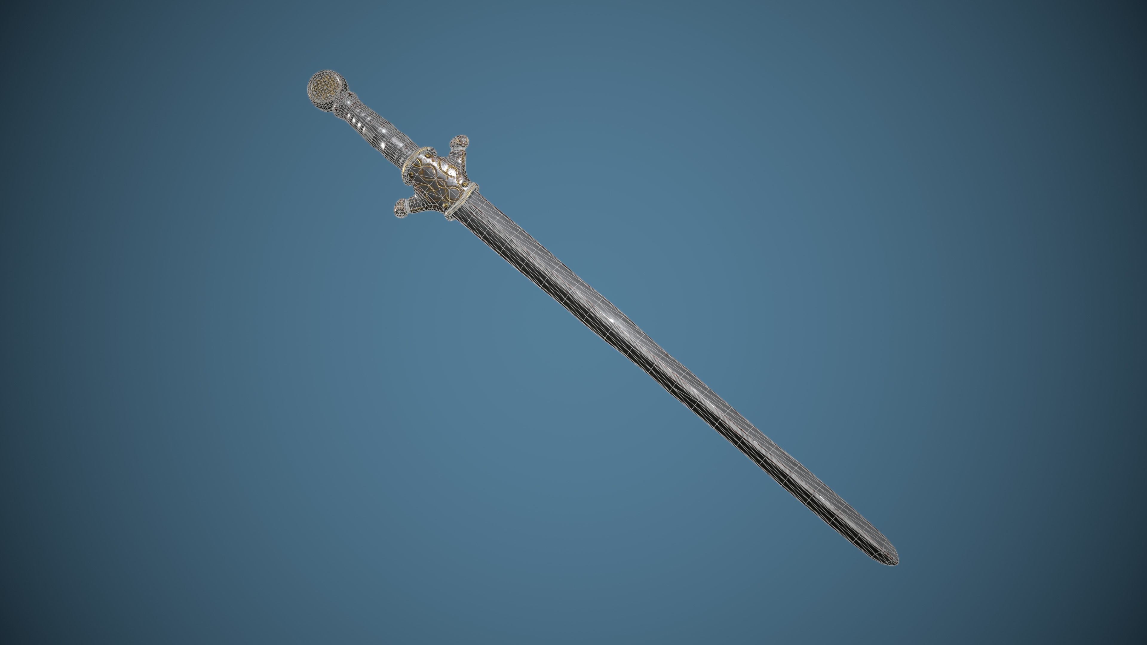 Rusty Celtic Sword  Low-poly 3D model_12