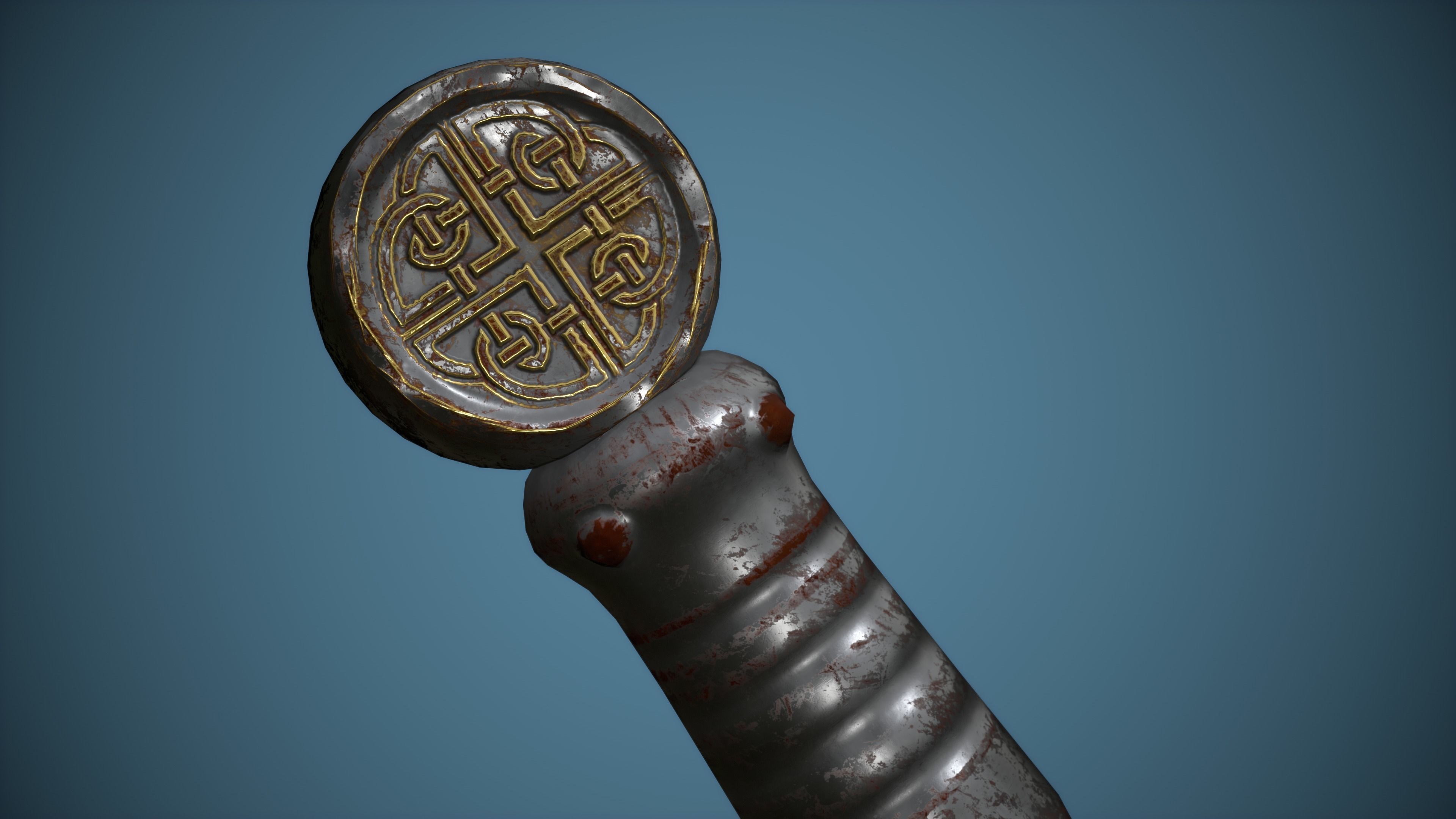 Rusty Celtic Sword  Low-poly 3D model_6