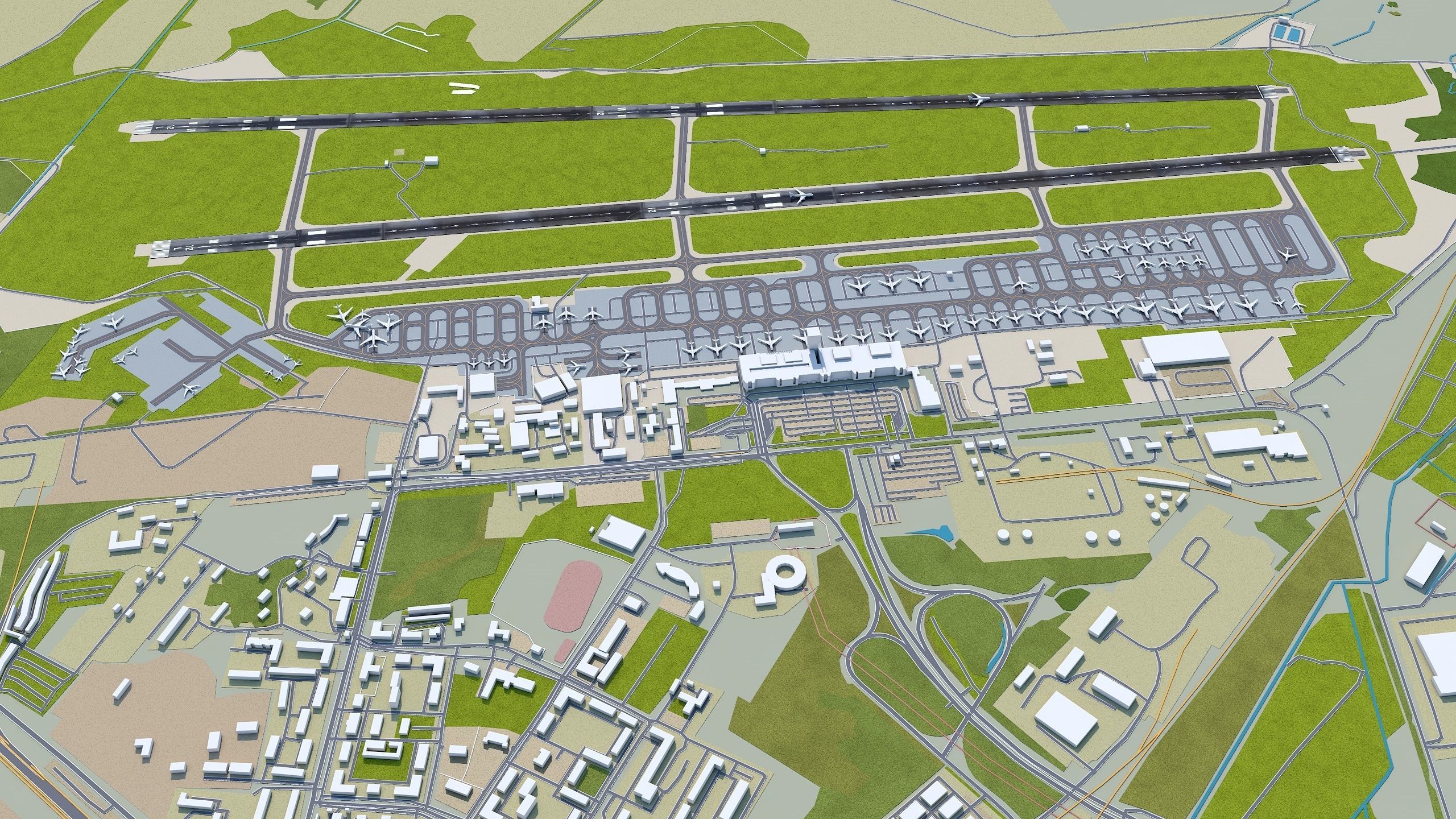Yekaterinburg Koltsovo Airport 10km Low-poly 3D model_5