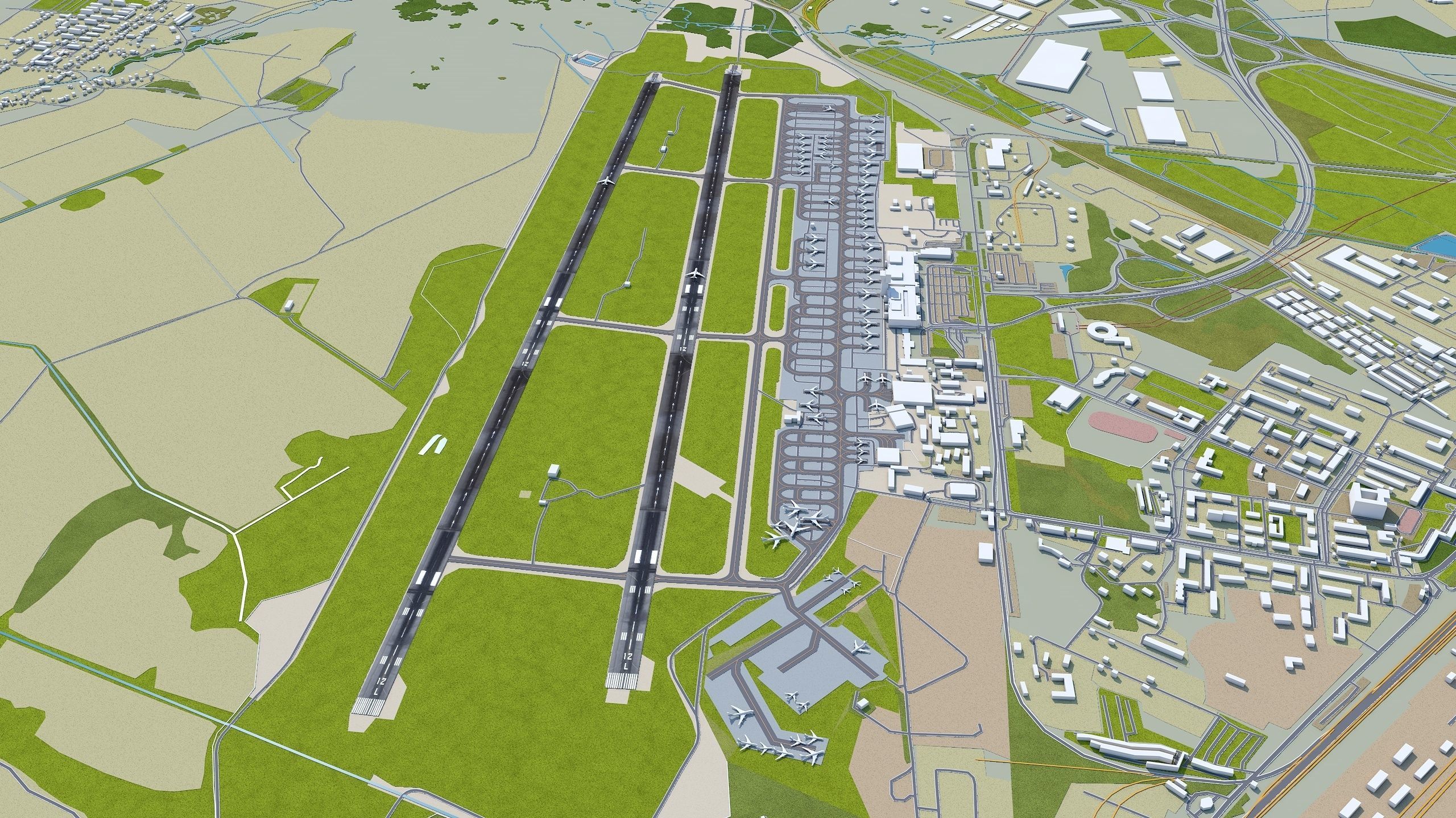 Yekaterinburg Koltsovo Airport 10km Low-poly 3D model_7