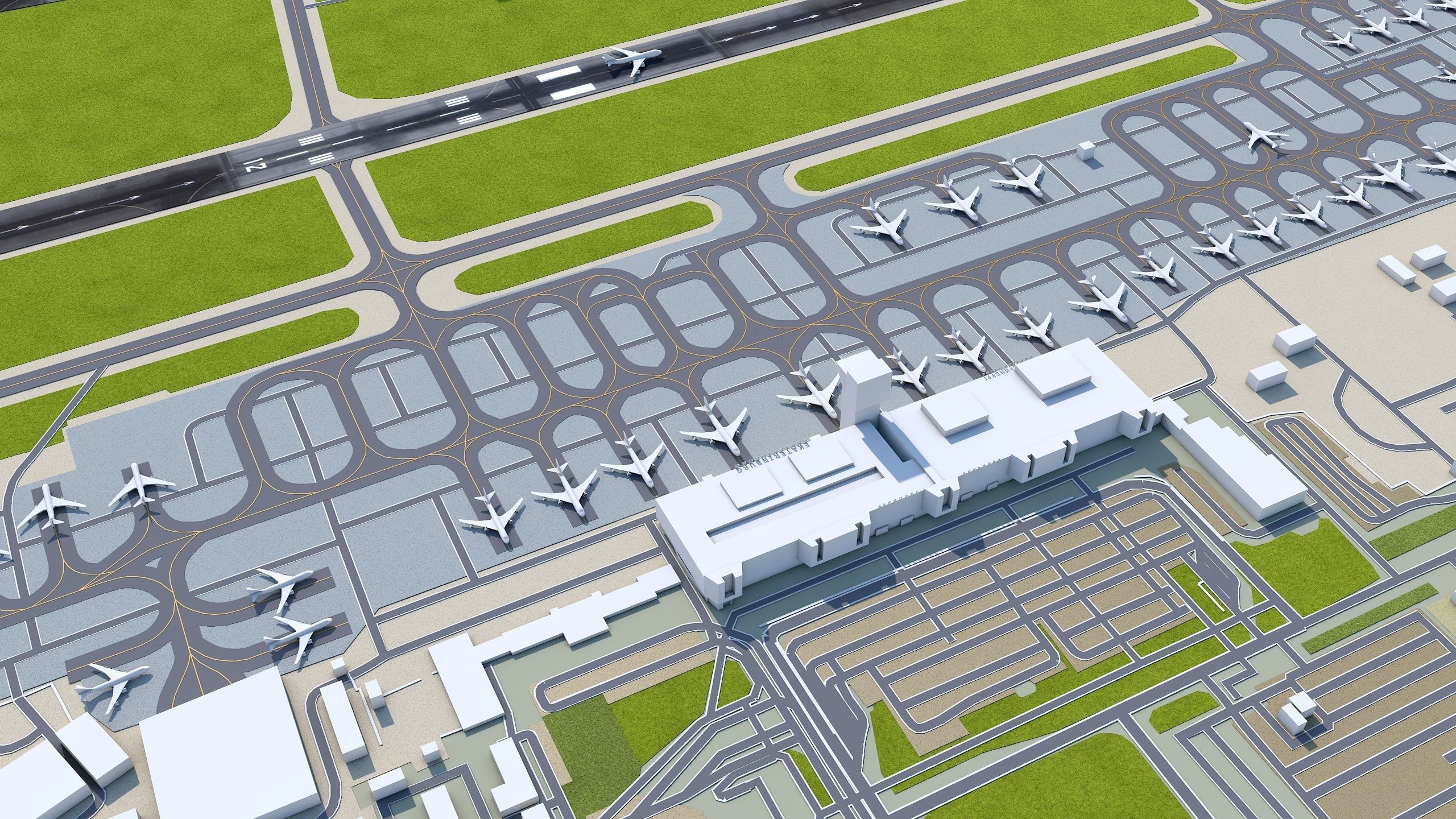 Yekaterinburg Koltsovo Airport 10km Low-poly 3D model_6