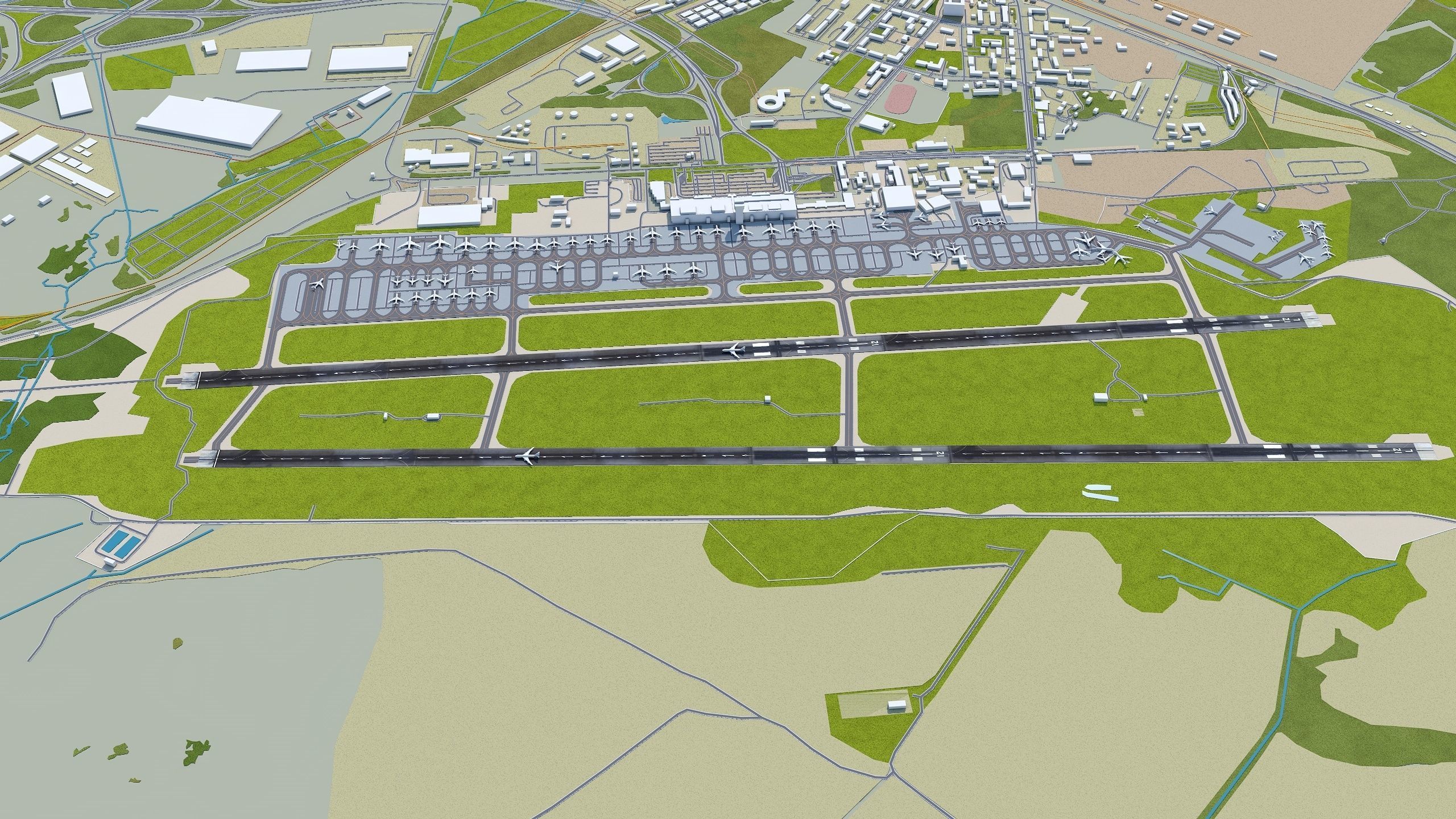 Yekaterinburg Koltsovo Airport 10km Low-poly 3D model_8