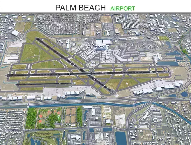West Palm Beach Airport 10km Low-poly 3D model