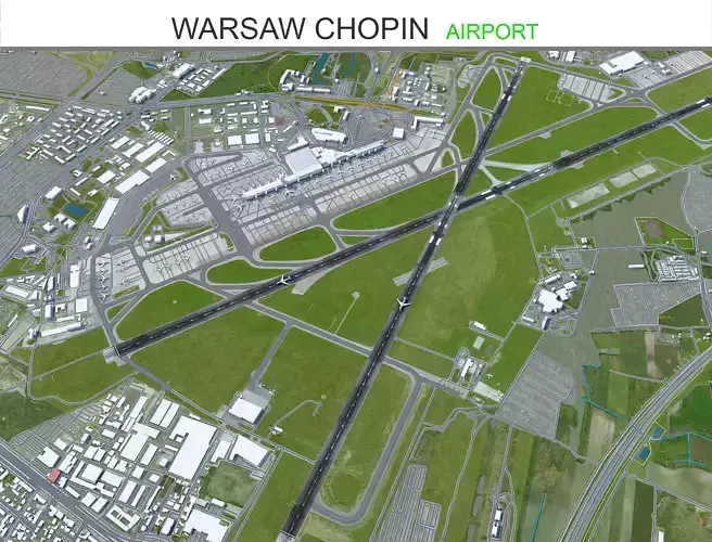 Warsaw Chopin Airport 10km Low-poly 3D model