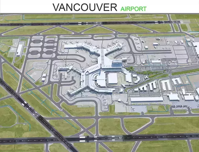 Vancouver Airport 12km Low-poly 3D model