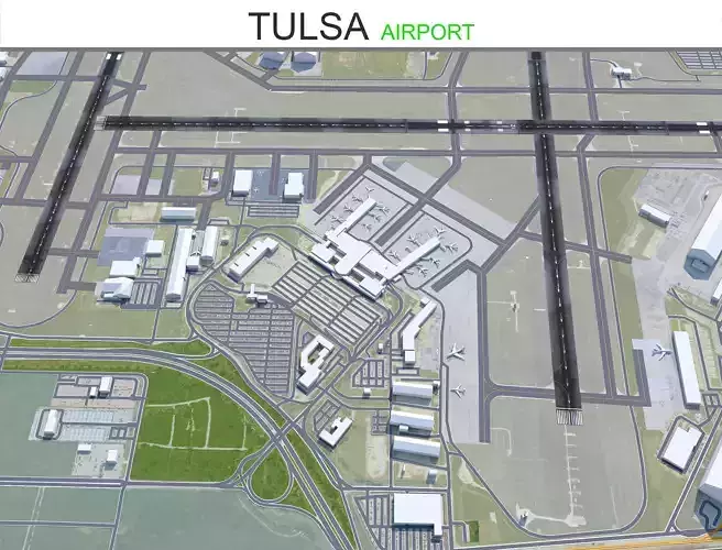Tulsa Airport 12km Low-poly 3D model