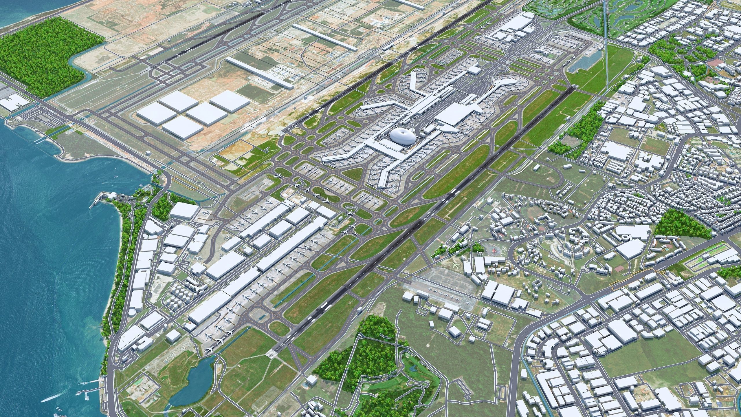 Singapore Changi Airport 10km Low-poly 3D model_3