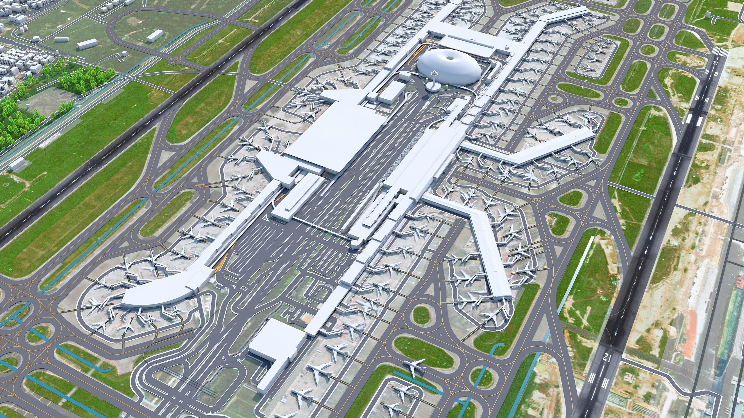 Singapore Changi Airport 10km Low-poly 3D model_1