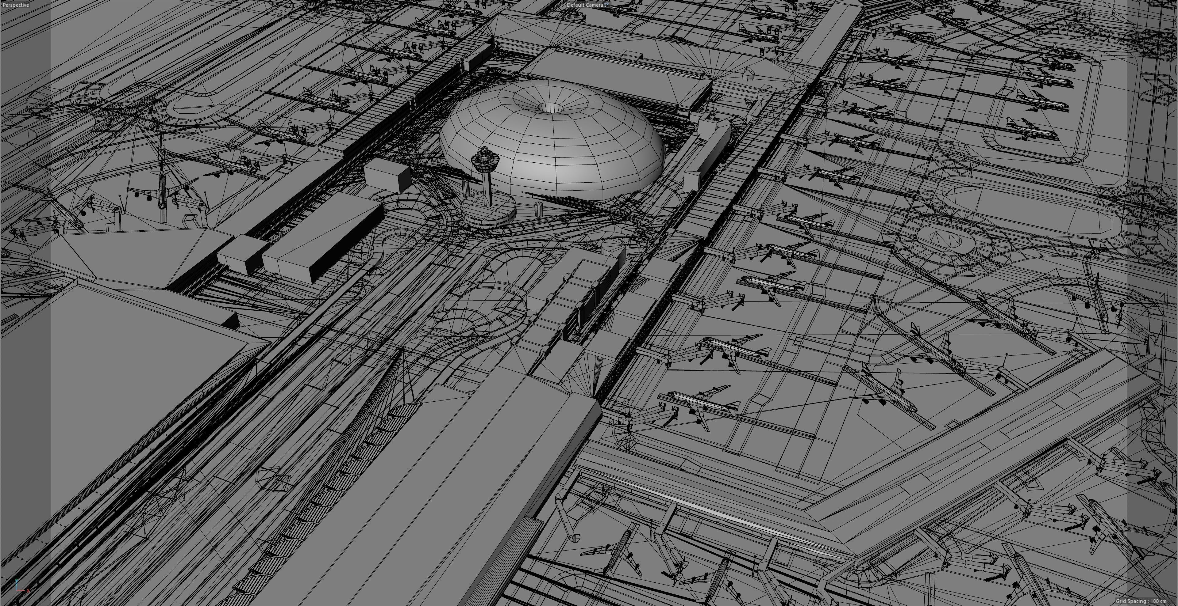Singapore Changi Airport 10km Low-poly 3D model_10