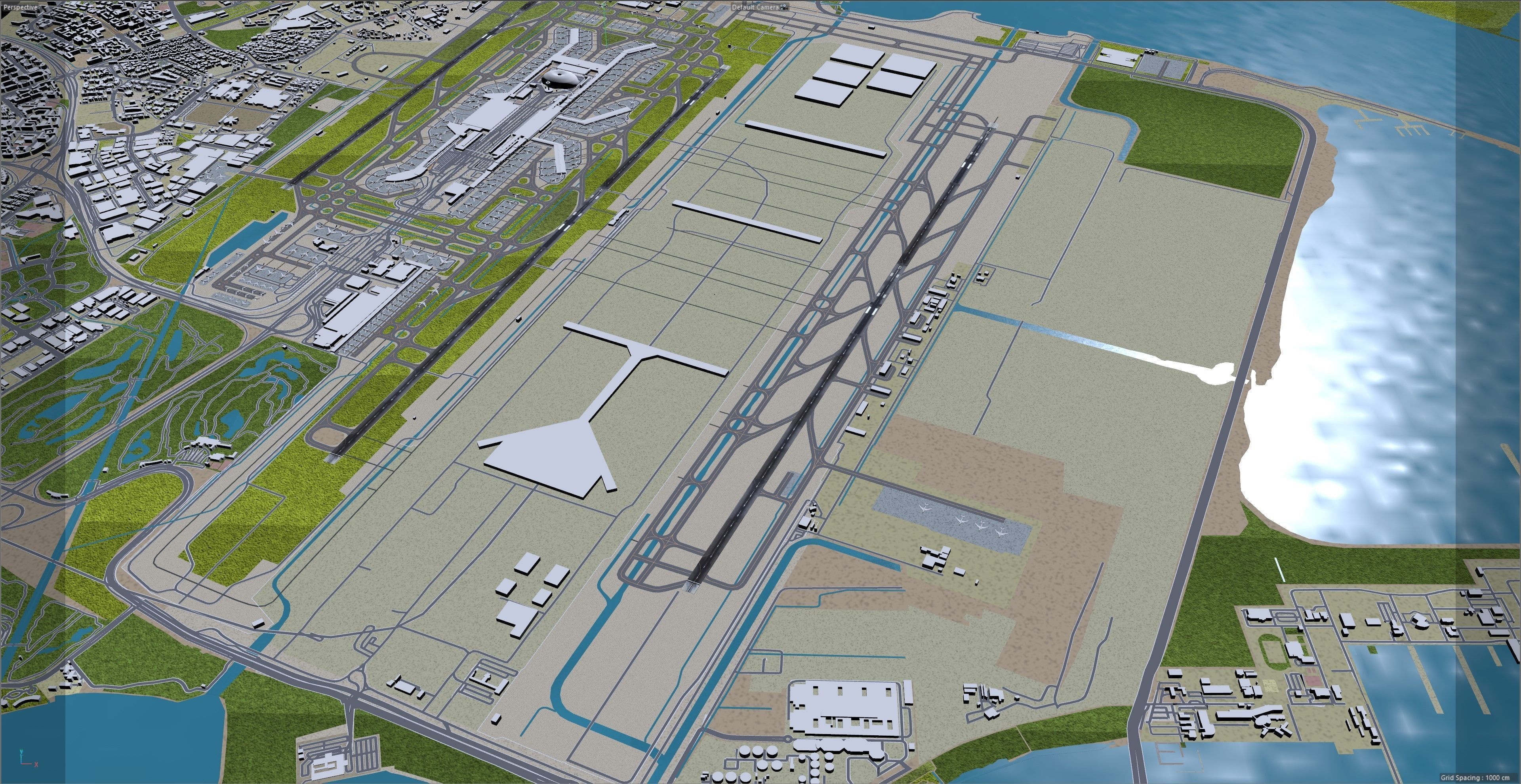 Singapore Changi Airport 10km Low-poly 3D model_9