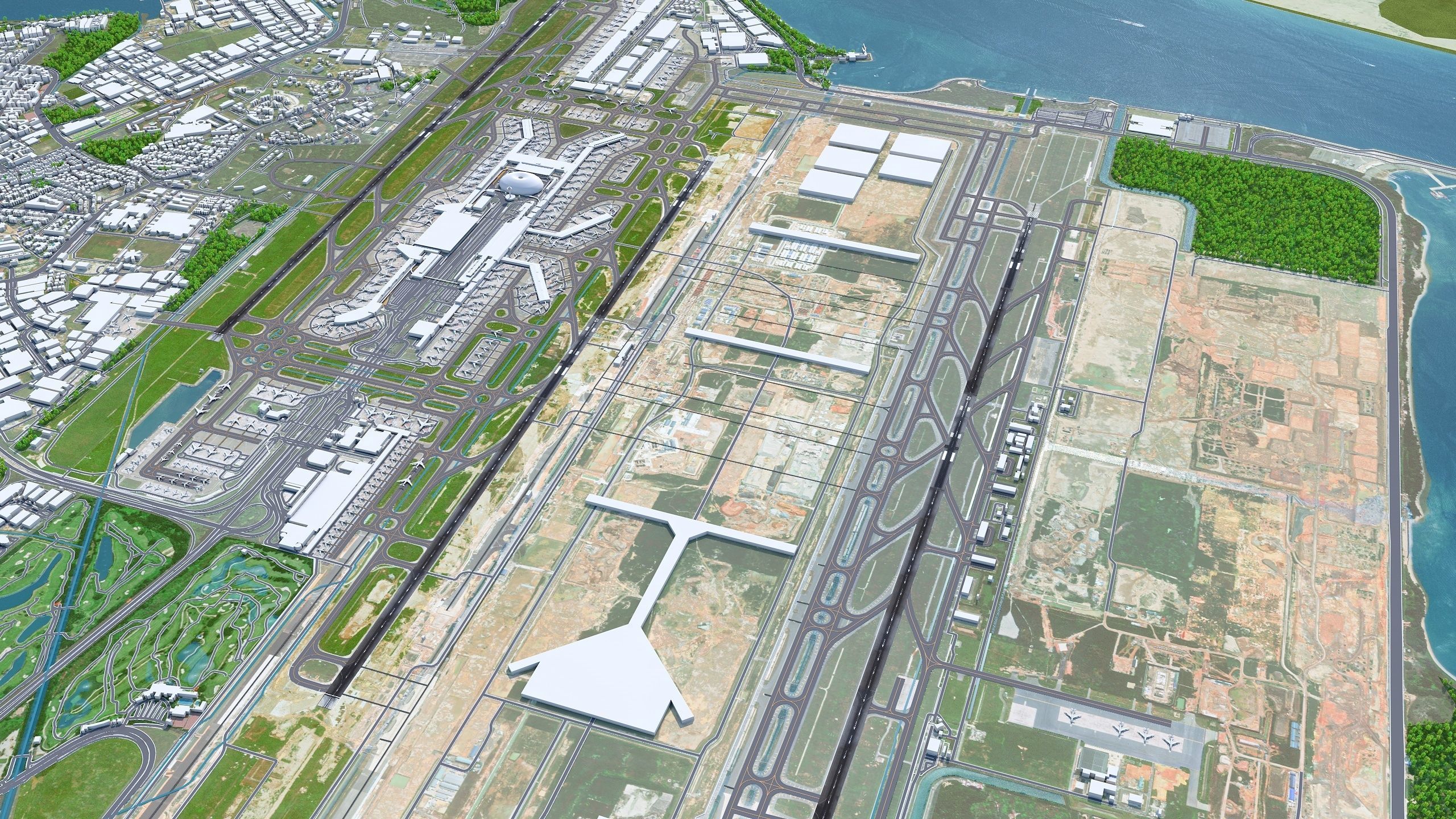 Singapore Changi Airport 10km Low-poly 3D model_2