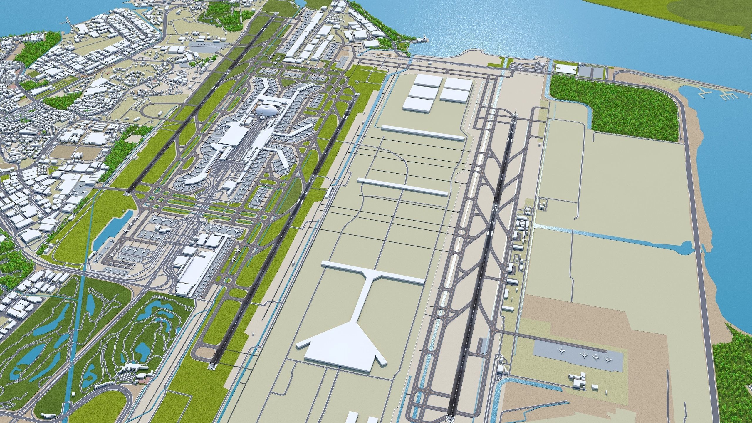 Singapore Changi Airport 10km Low-poly 3D model_7