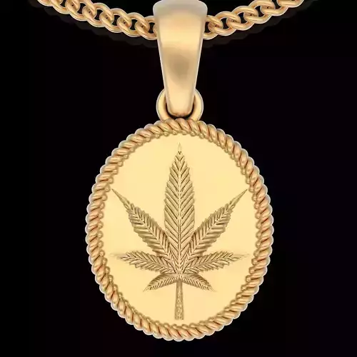 Marijuana pendant silver gold printable jewelry 3D model 3D print model
