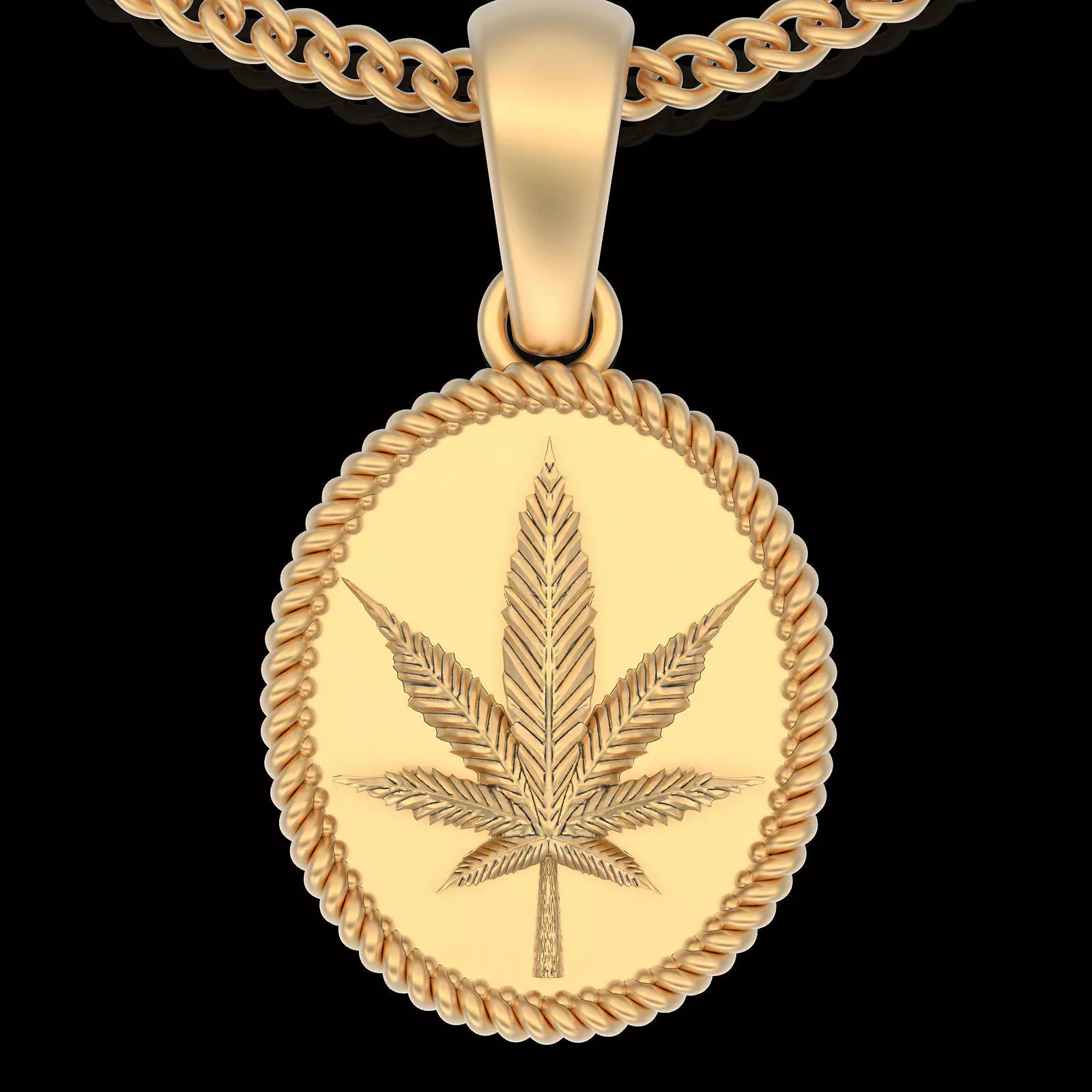 Marijuana pendant silver gold printable jewelry 3D model 3D print model_0