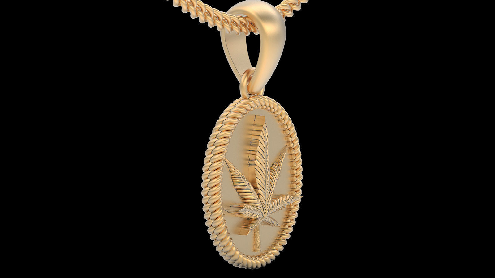Marijuana pendant silver gold printable jewelry 3D model 3D print model_5