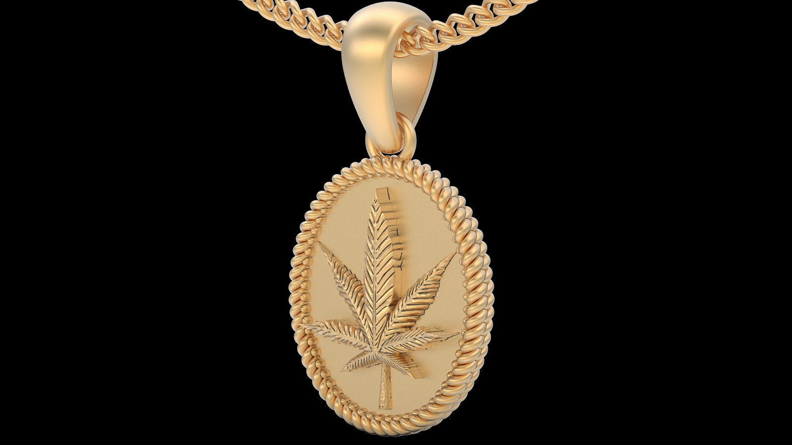 Marijuana pendant silver gold printable jewelry 3D model 3D print model_3