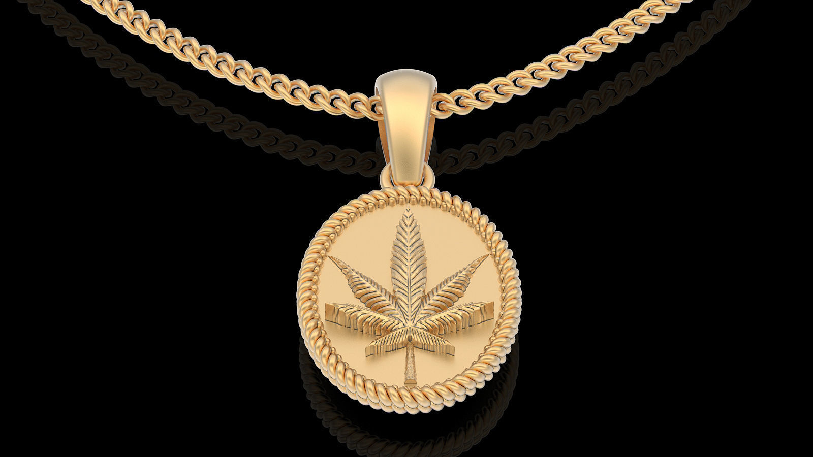 Marijuana pendant silver gold printable jewelry 3D model 3D print model_4