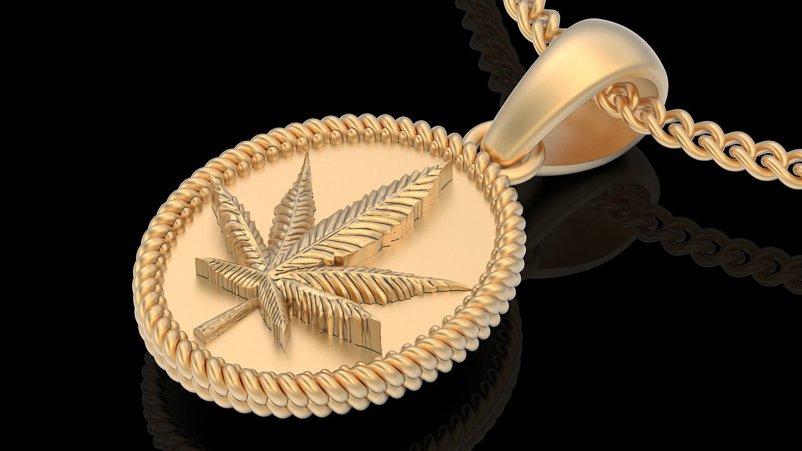 Marijuana pendant silver gold printable jewelry 3D model 3D print model_1