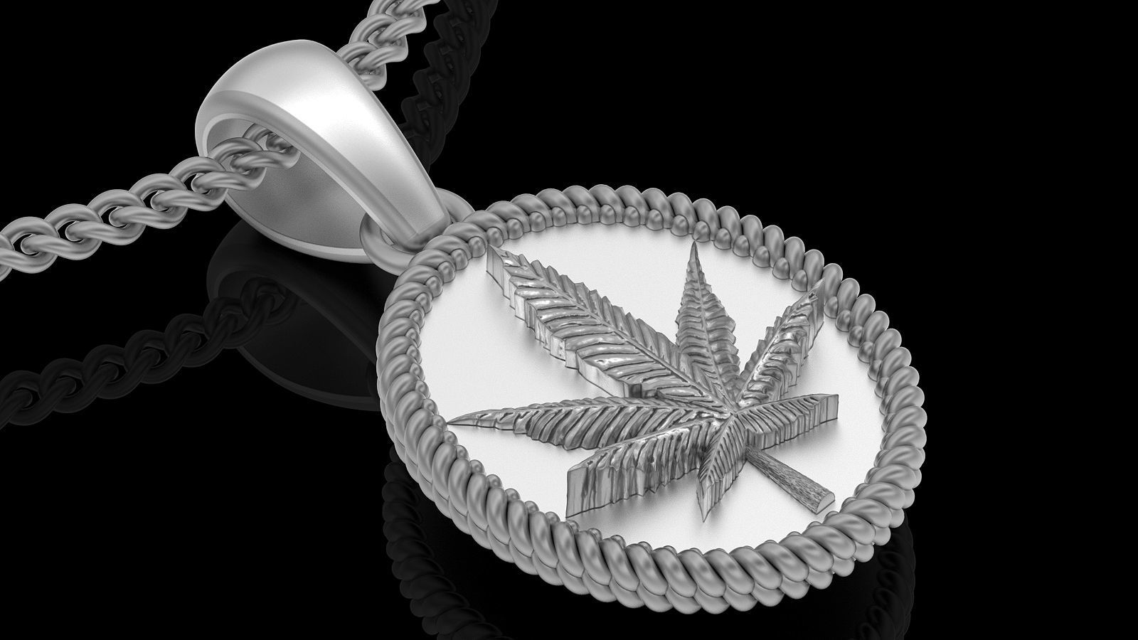 Marijuana pendant silver gold printable jewelry 3D model 3D print model_2