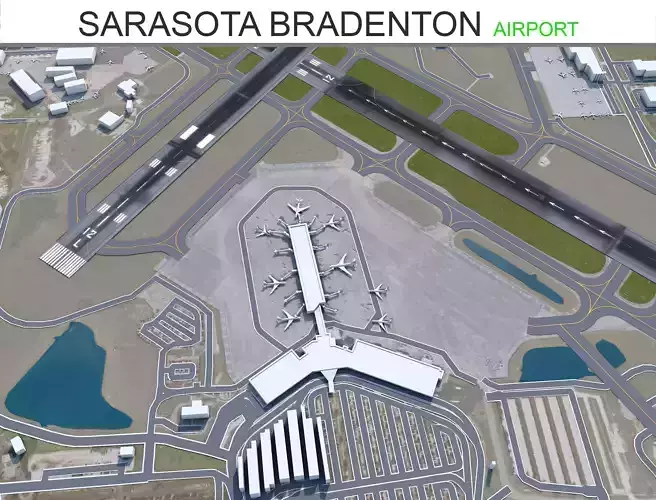 Sarasota Bradenton Airport 15km Low-poly 3D model