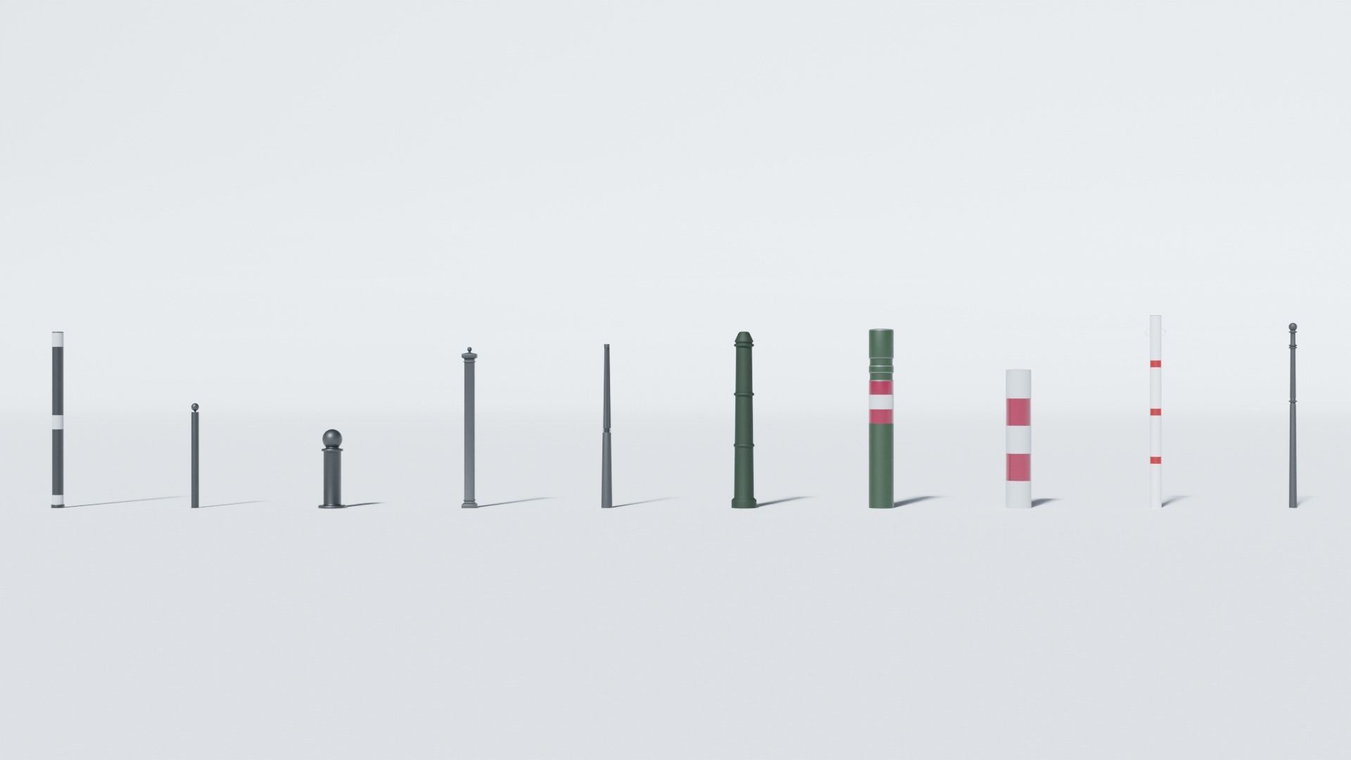 3d street poles 3d models pack Free low-poly 3D model_4