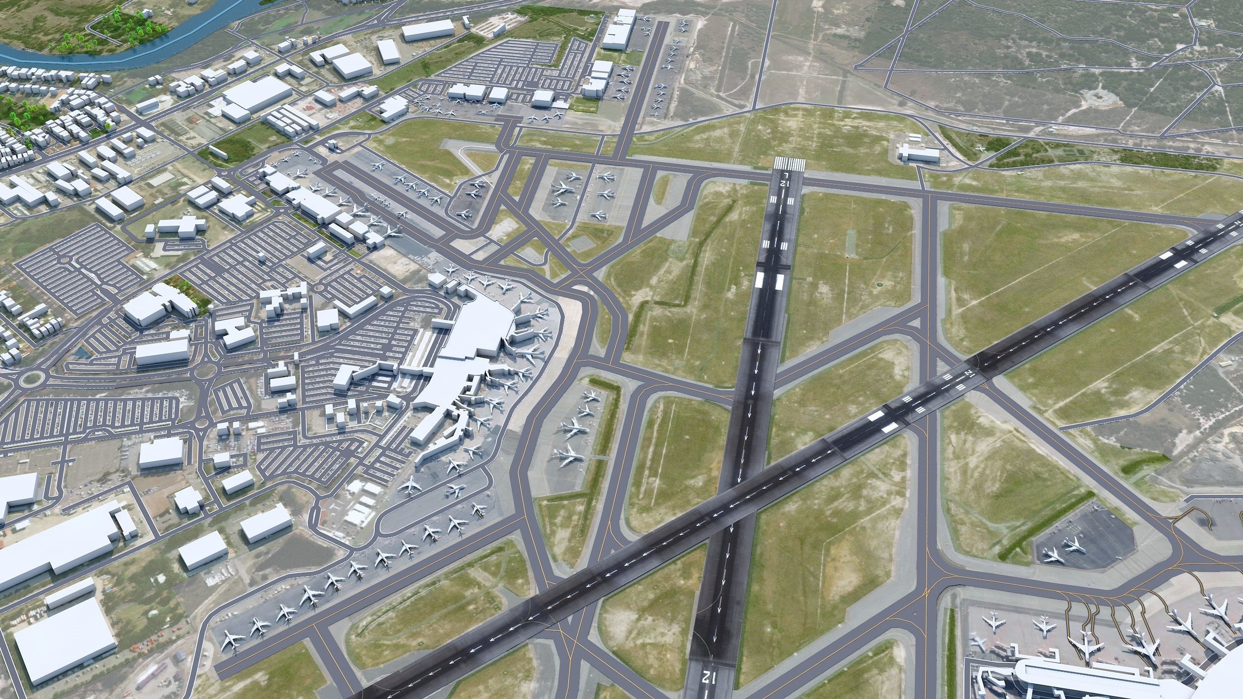 Perth Airport 10km Low-poly 3D model_3