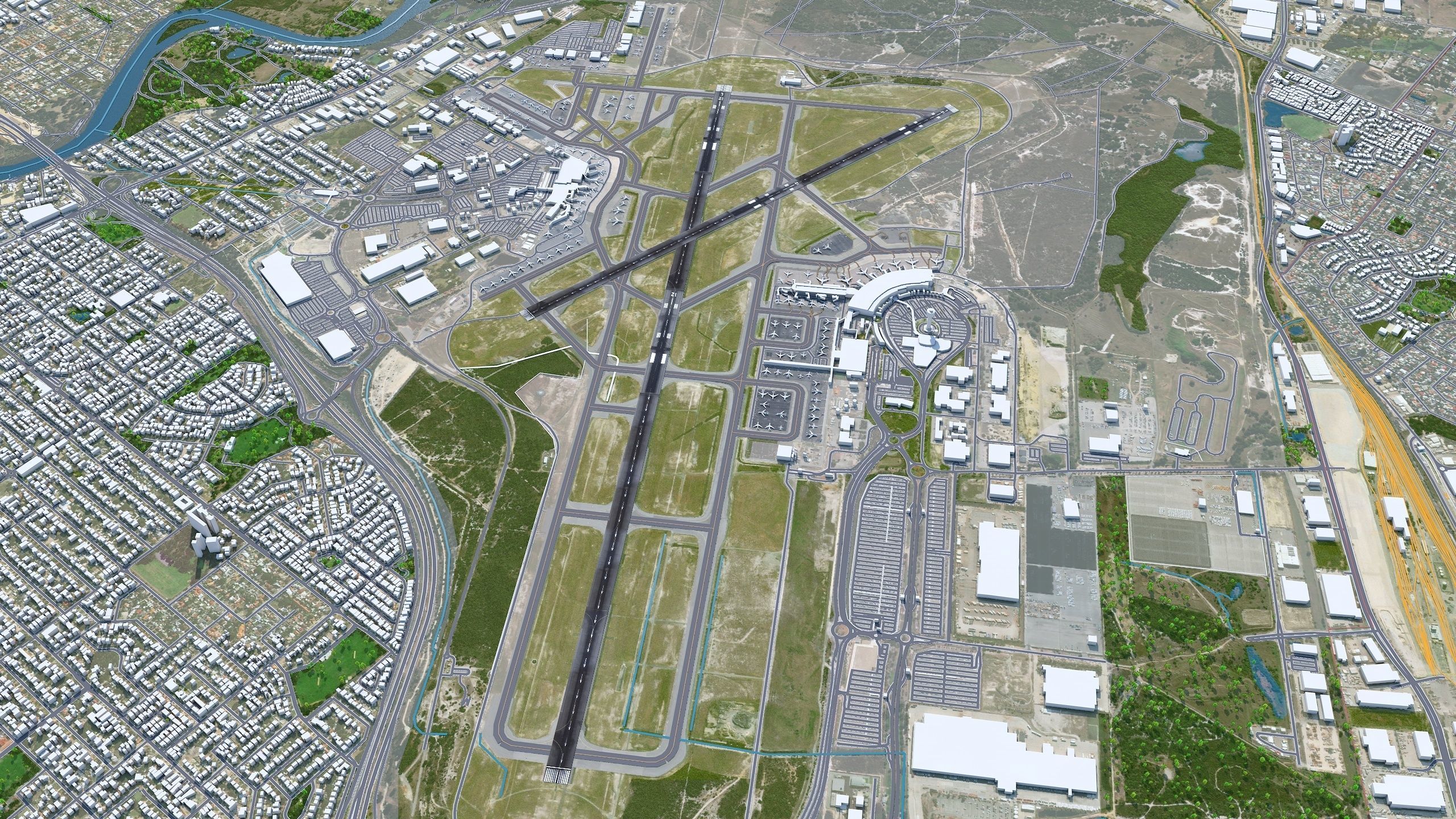 Perth Airport 10km Low-poly 3D model_2