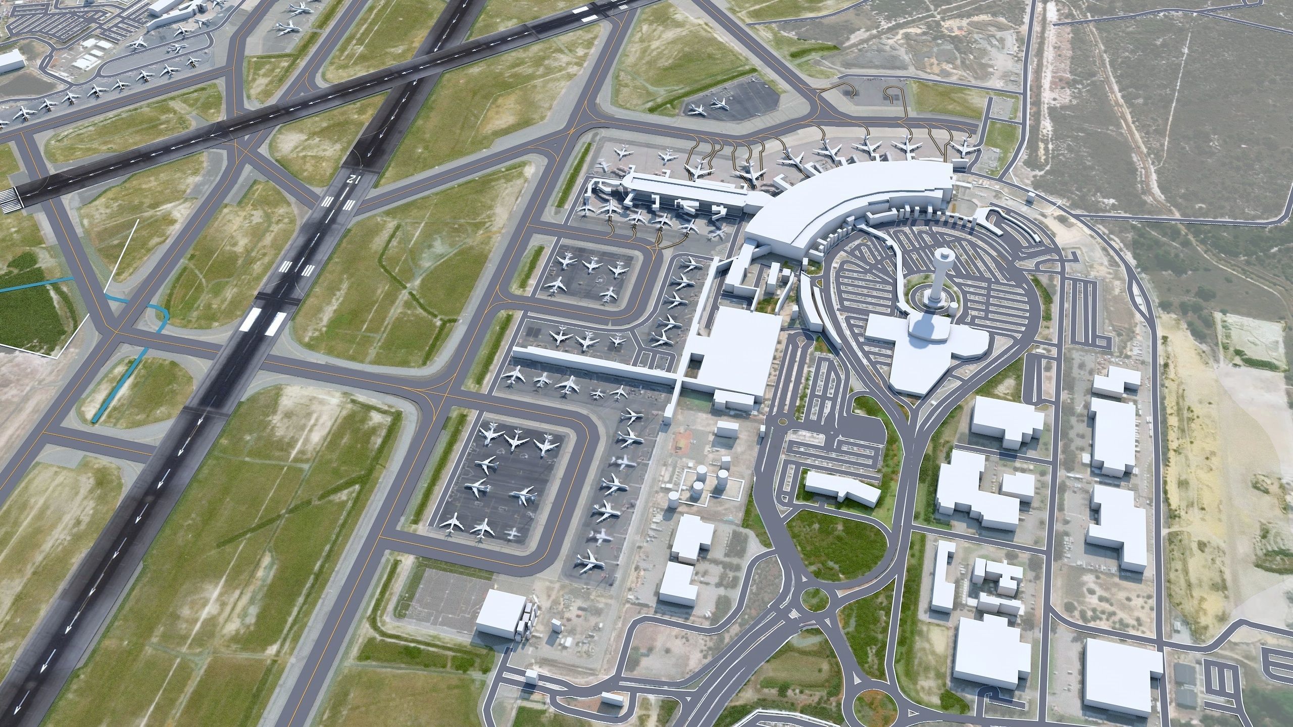 Perth Airport 10km Low-poly 3D model_1